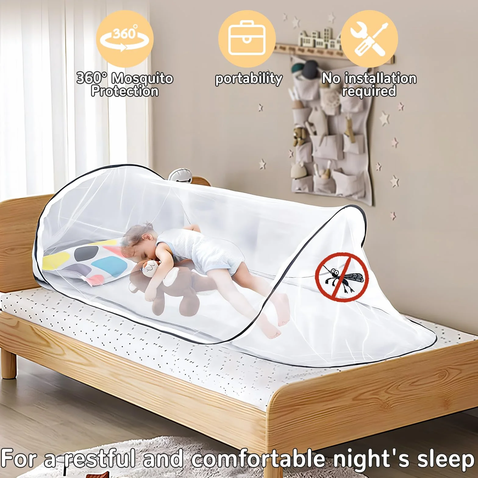 Zanzariera Pieghevole Pop Up - 200 x 80 x 56 cm, Portatile da Viaggio e Campeggio, Protezione Anti-Zanzara, Traspirante