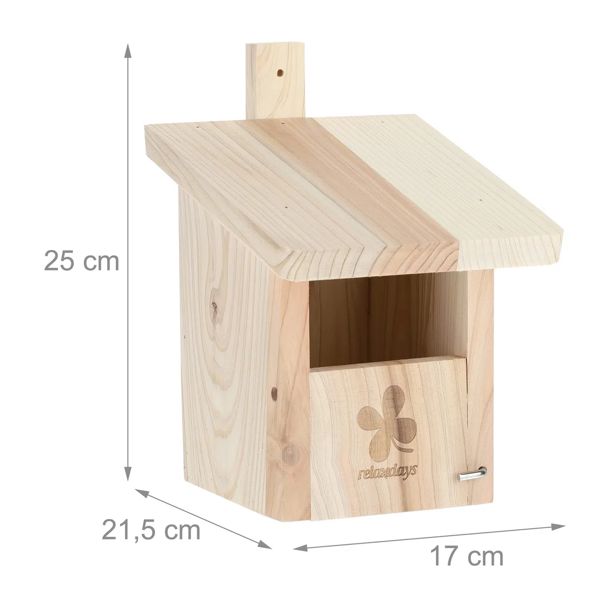 Relaxdays Casa per Uccellini, Nido in Legno d'Abete, da Appendere in Giardino, Foro d'Ingresso HxL: 65x95 mm, Naturale