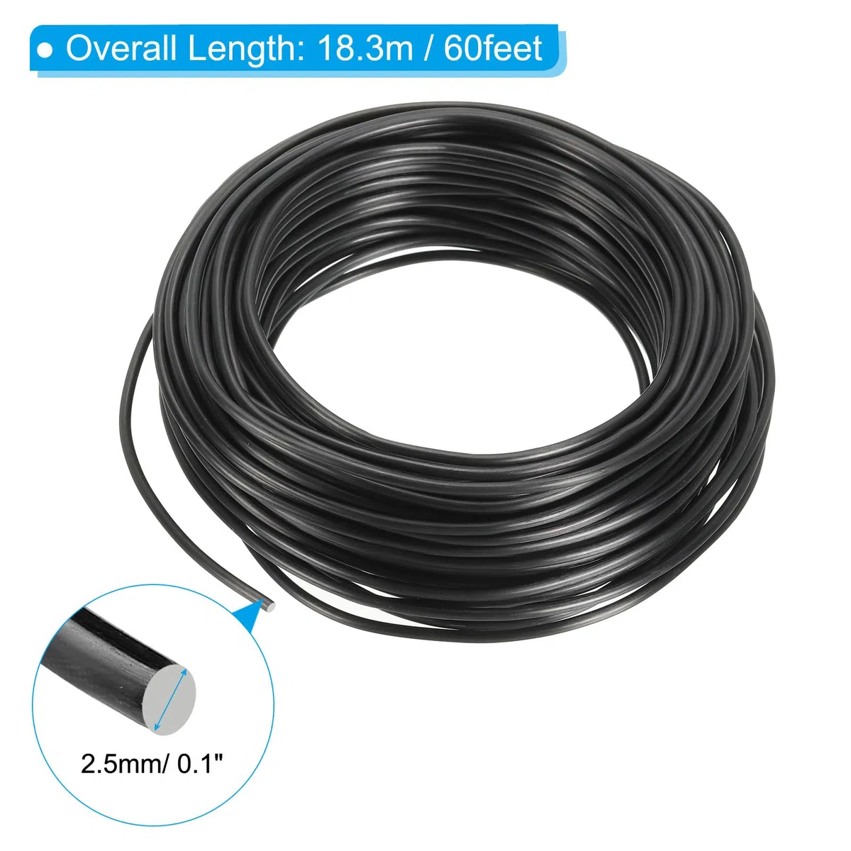 PATIKIL 2,5mm x 60 Piedi Filo di Allenamento per Bonsai, Steli di Filo Floreale Filo Albero in Alluminio Anodizzato per Fissaggio Rami Giardinaggio, Nero