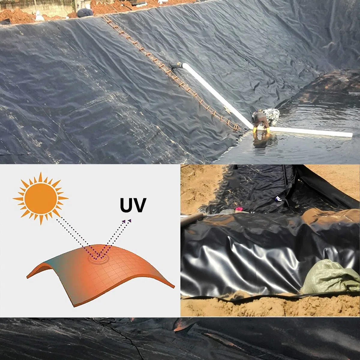 Rivestimento per stagno in polietilene espanso, resistente, 0,3 mm, HDPE, per laghetti, giardini e fontane, 7 x 10 m, nero, impermeabile, per grandi bacini, protezione per pesci e piante