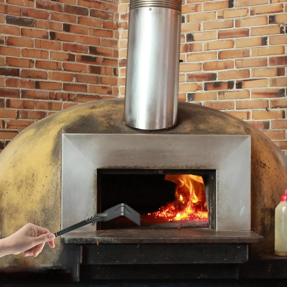 Grill, rastrello per cenere con manico lungo, per cenere per stufa, raschietto per fornelli, grill, forno per pizza