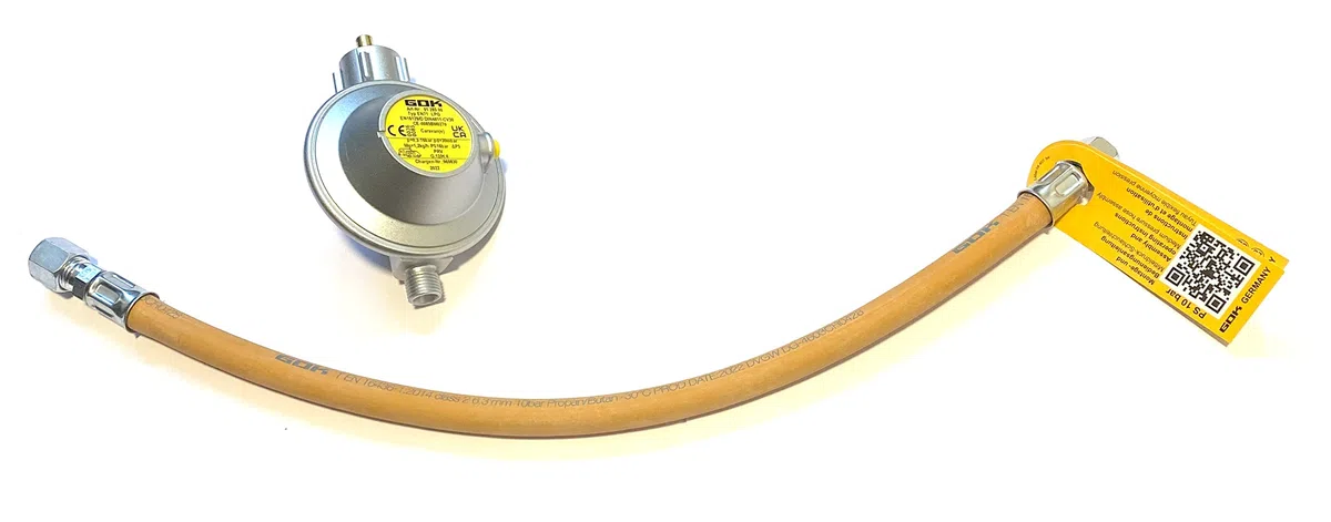Roeder GOK - Regolatore Gas per roulotte 30 mbar 1,2 kg/h con Tubo 8 mm