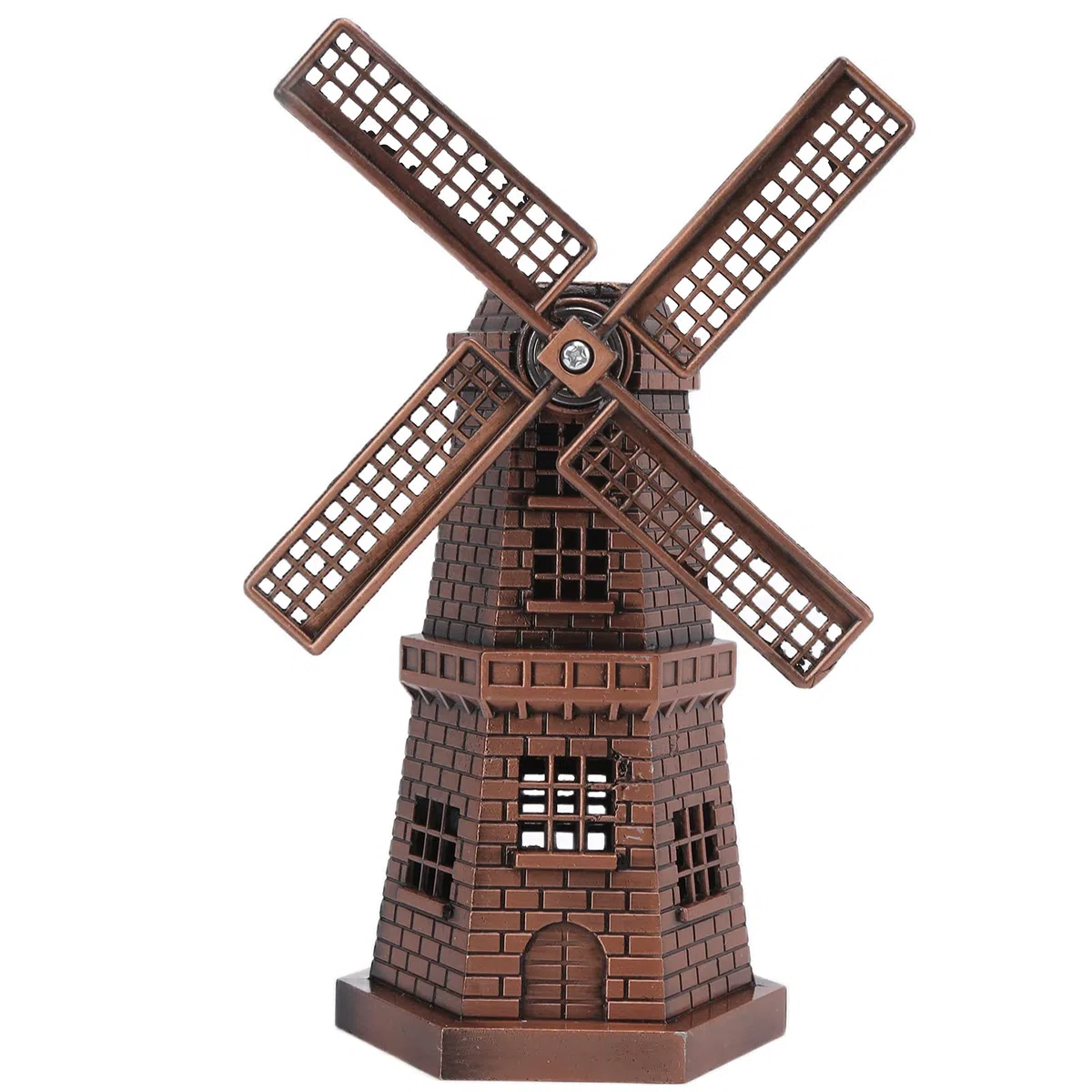 Statua del Mulino a Olandese, Modello di Mulino a Olandese in Legno, Mini Ornamenti Artigianali in Bronzo Rosso per Bambini, Adolescenti e Adulti