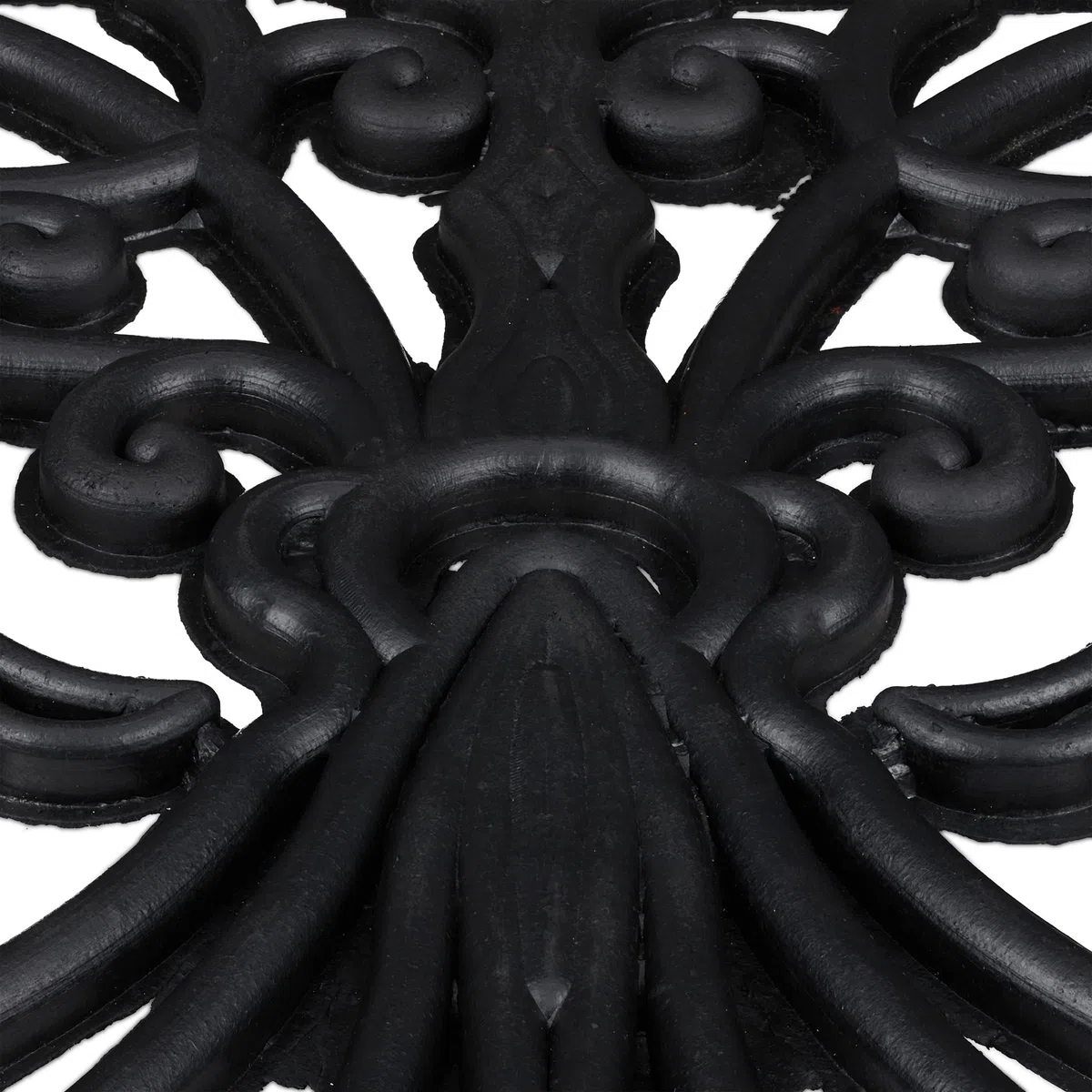 Relaxdays Zerbino con Motivo Ornamentale, 75x45 cm, Tappetino Semicerchio, in Gomma Antiscivolo, Indoor & Outdoor, Nero