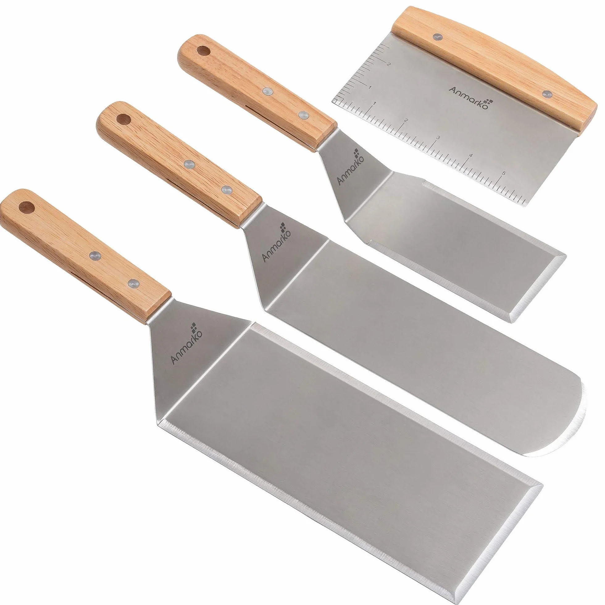 In acciaio inossidabile spatola set - Teppaniyaki Spatlas - Piastra raschietto piatto spatola hamburger Turner - Ideale per utensili per barbecue in ghisa, piatto, accessori in metallo