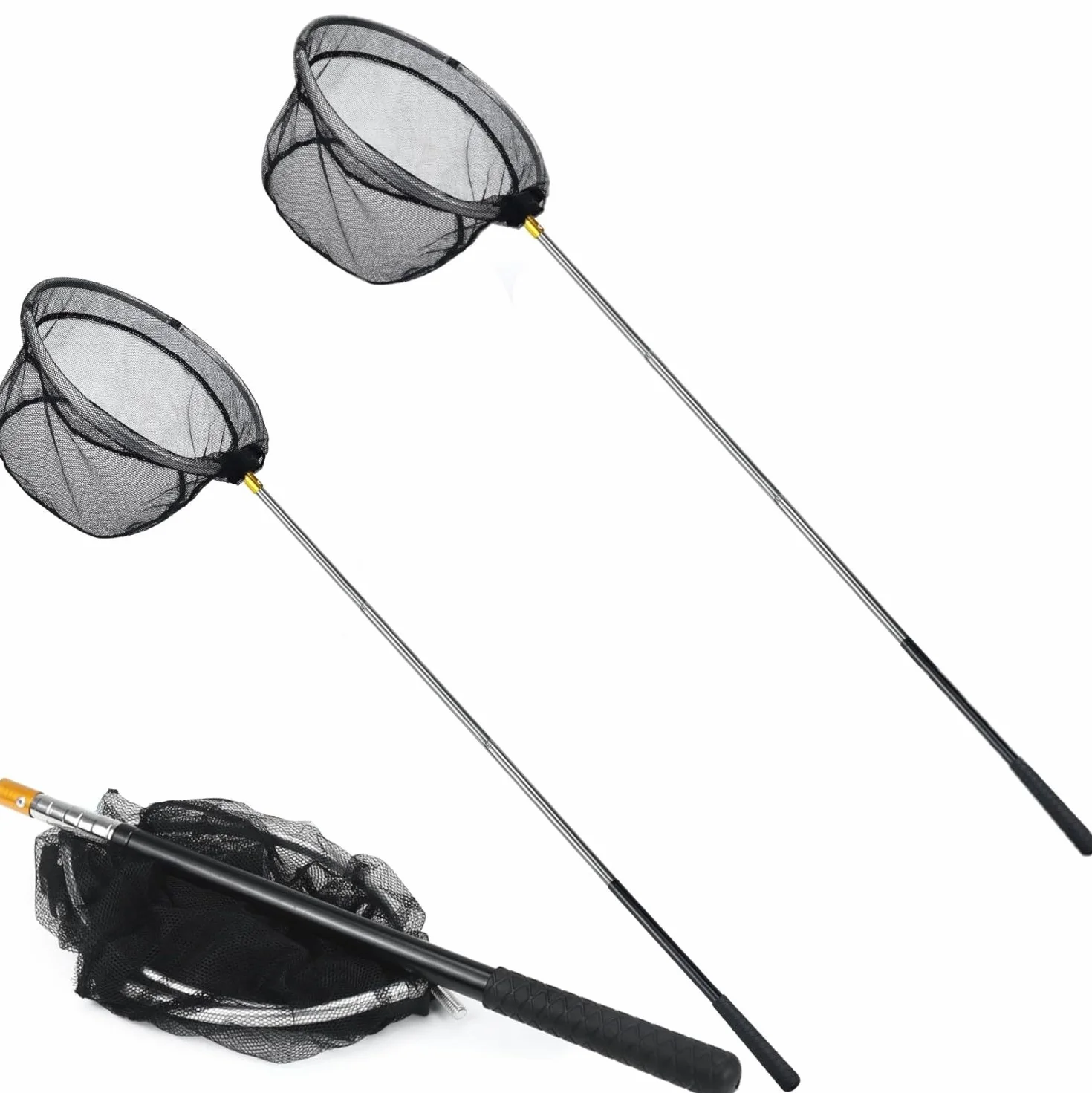 LATERN 2 Pezzi Retino per Farfall Guadino da Pesca, 170cm Rete per Farfalle Telescopica Rete da Pesca Rete per Foglie per Piscina - Allungabile da 66 a 172cm per Farfalla Uccello Cattura Rilascio