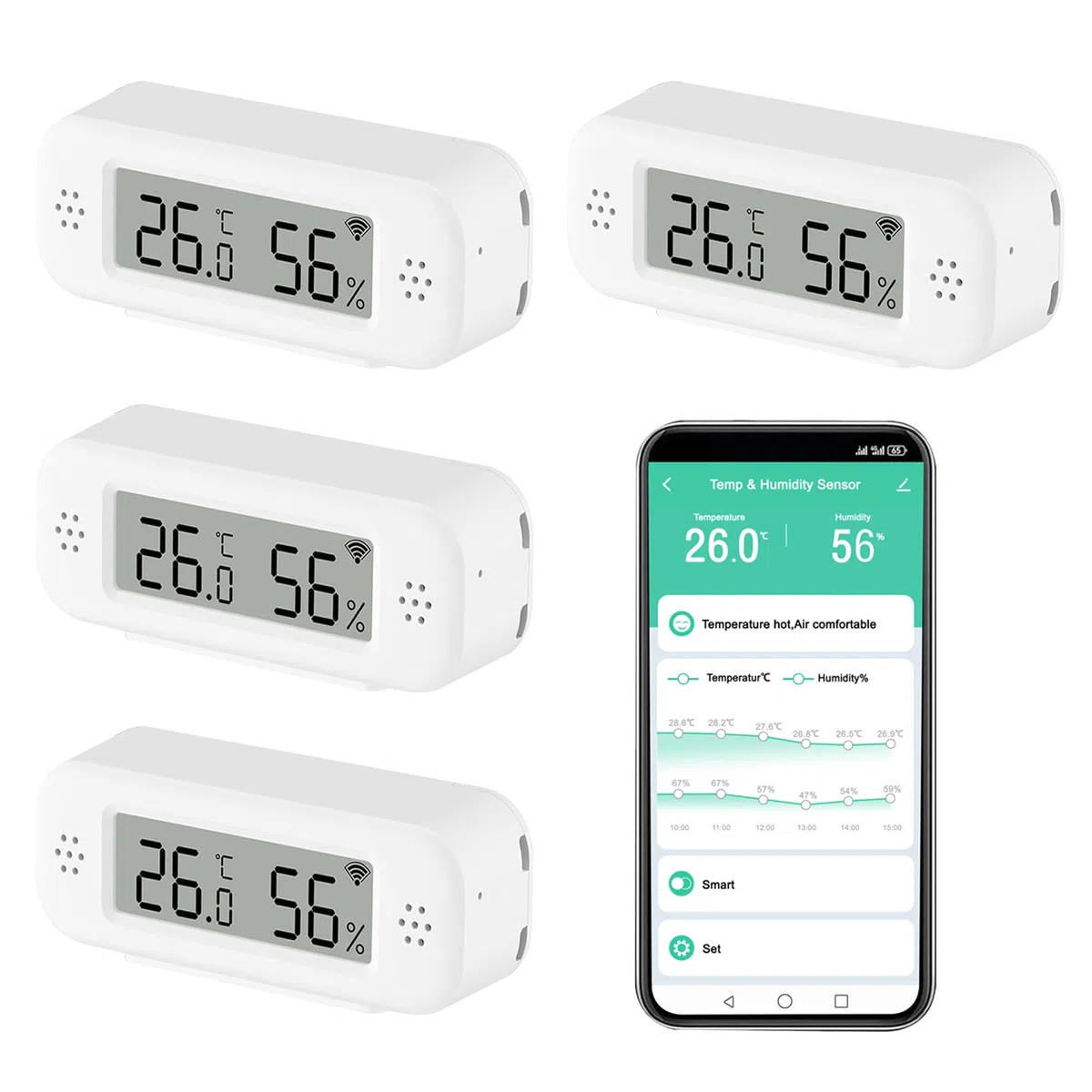 Termometro WiFi igrometro interno: sensore di temperatura intelligente, monitor di umidità digitale con app intelligente e registrazione dati, compatibile con Alexa, per camera da letto, serra cantina