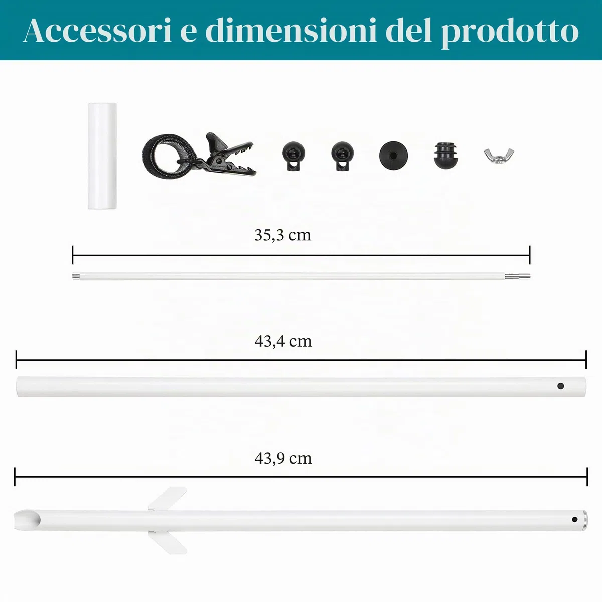2-Pack asta della bandiera per Garden Flagpole Flagpole staffa di montaggio - Robusto, facile da montare, Incl. Morsetto di montaggio e accessori (bianco)