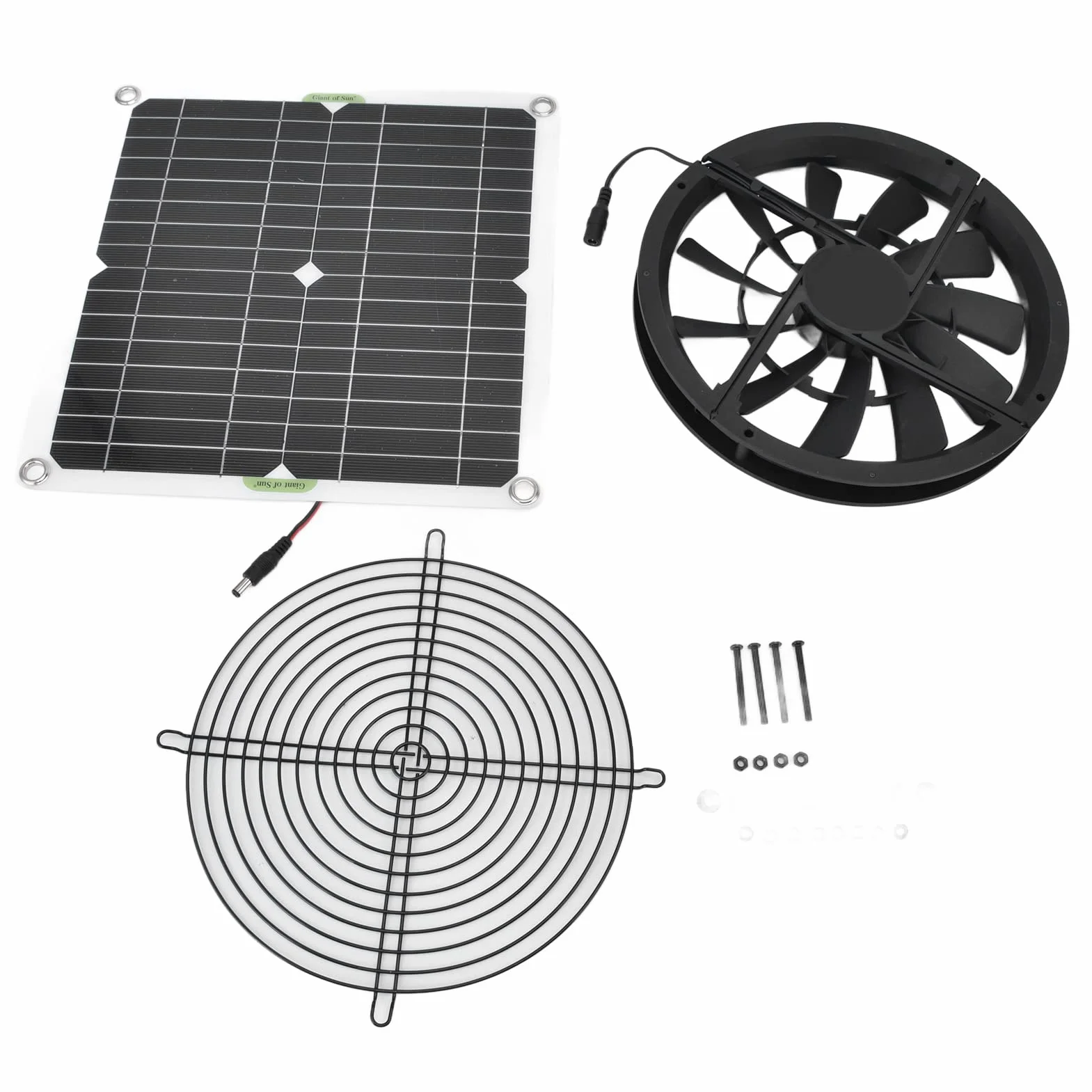 Ventilatore di scarico con energia solare, ventilatore a energia solare, 12W, set di pannelli solari, per la casa, la serra, il raffreddamento del pollaio per animali domestici