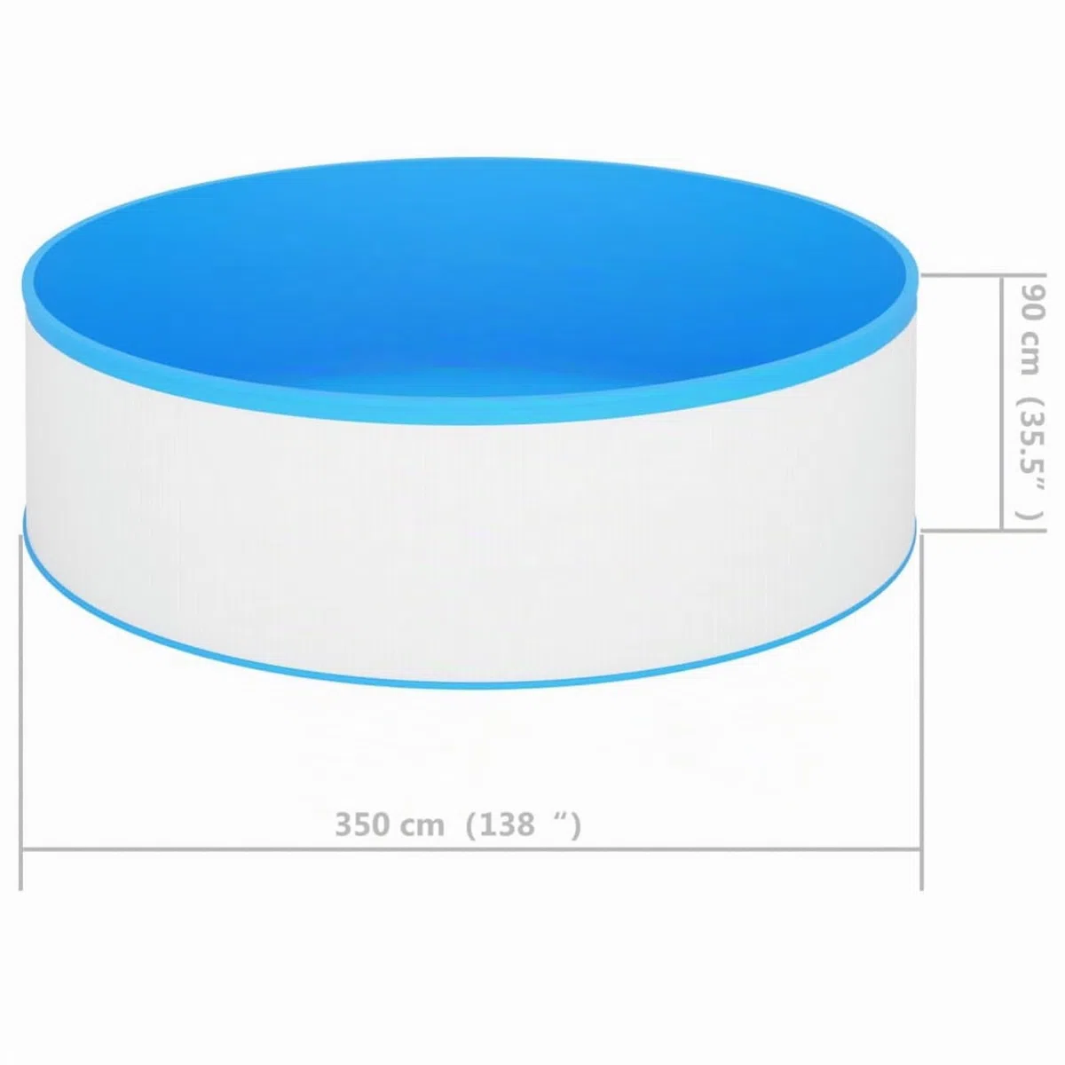 Homgoday Piscina Fuori Terra 350x90 cm Bianca, Mobili per Casa Interno Esterno Soggiorno Camera da Letto