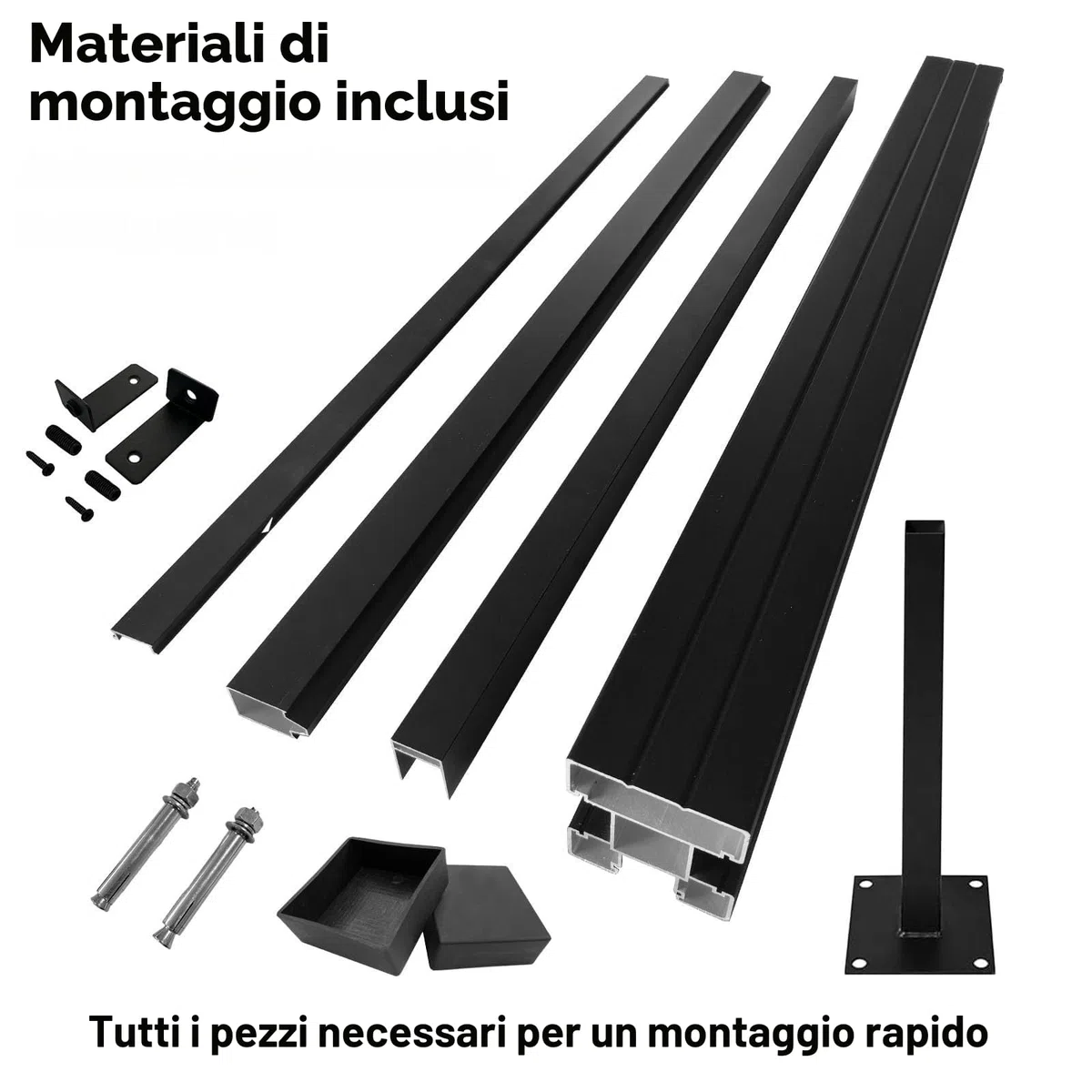 KARAT Recinzione da Giardino in WPC Resistente ai Raggi UV, Gelo e Neve - Protezione Visiva con Pali in Alluminio - Kit Completo di Montaggio Facile - Recinzione per Giardino, Terrazza, Garage (Legno