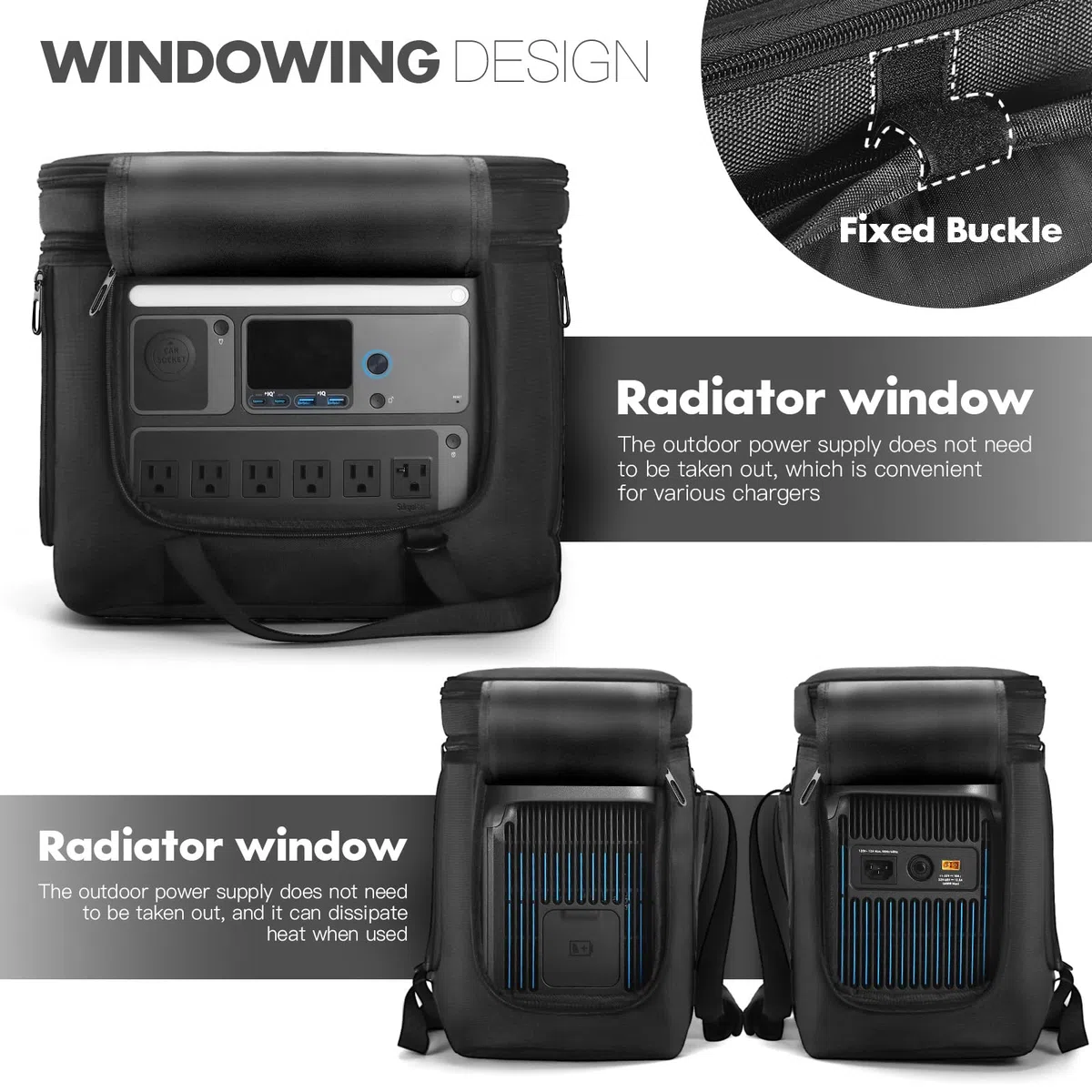 Custodia da trasporto compatibile con Anker SOLIX C1000/C800/C800 Plus Power Station portatile, borsa da viaggio con tracolla, tasche per cavo di ricarica e accessori