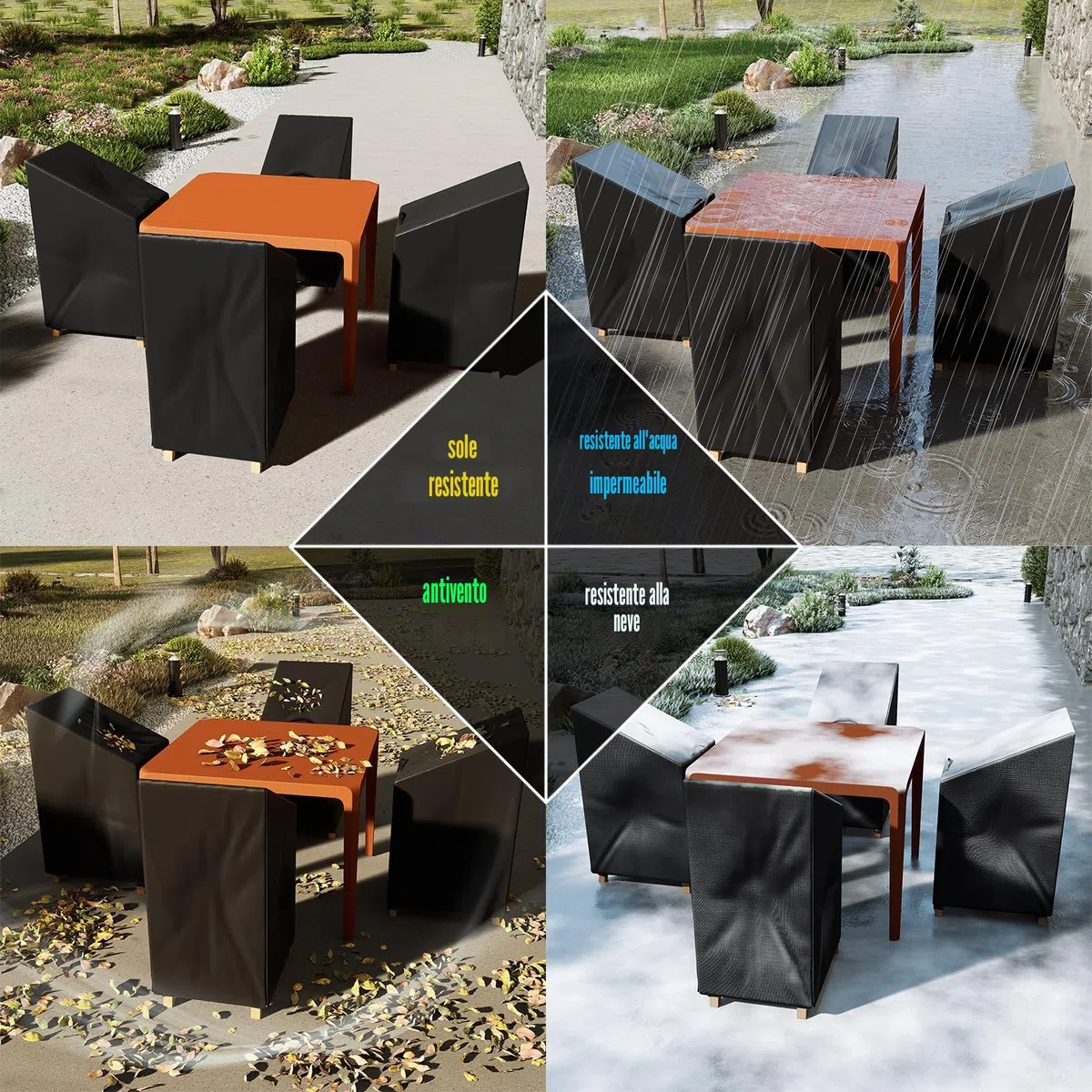 Copri Sedie Esterno, Copertura per Sedie da Giardino Impilabili Impermeabile, Antivento e Antipolvere, Resistente tessuto Oxford,Telo Coprisedie da Esterno Anti UV 120/80x65x65 CM