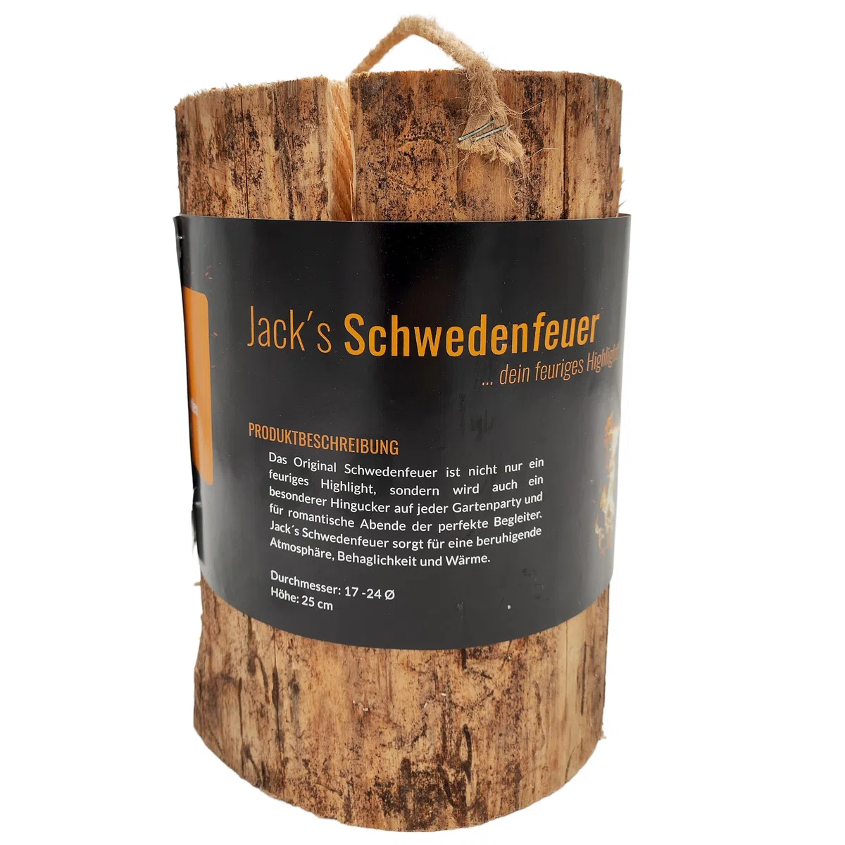 Jack's - Fiaccole svedese, 3 pezzi, grande 25 cm di altezza, set di fiaccole da giardino, diametro 17 – 24 cm, durata fino a 2 ore, in legno, 100% naturale
