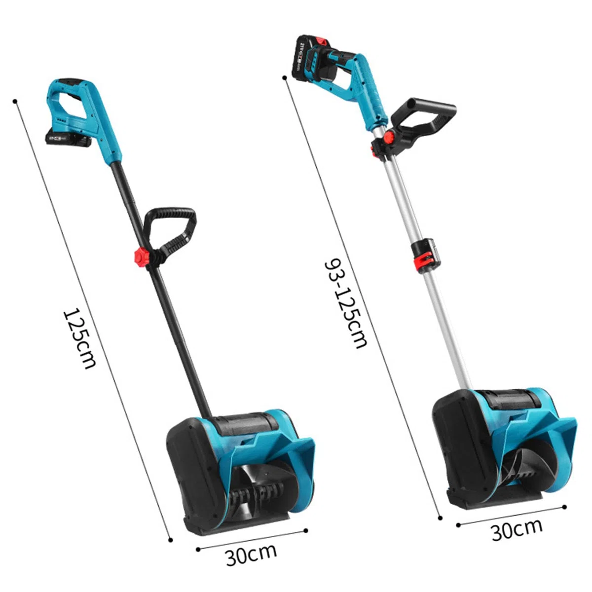 Spazzaneve elettrico al litio, leva di funzionamento retrattile, portatile, design a 5 batterie, adatto per cortile, sgombero neve vialetto