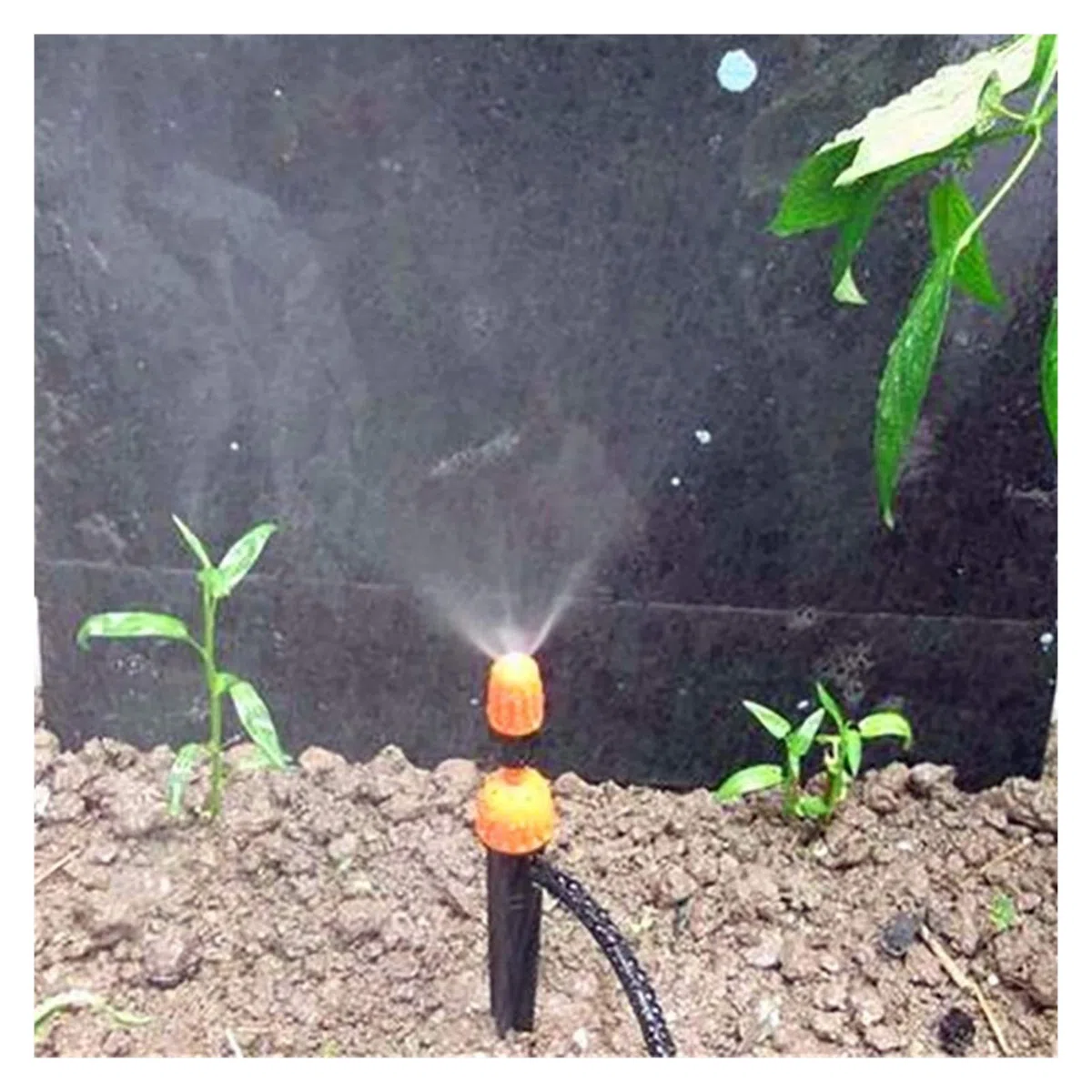Irrigatore da giardino, Irrigatori in plastica con gocciolatori | Irrigazione del giardino della serra arancione da 50 pezzi: gocciolatori regolabili in miniatura