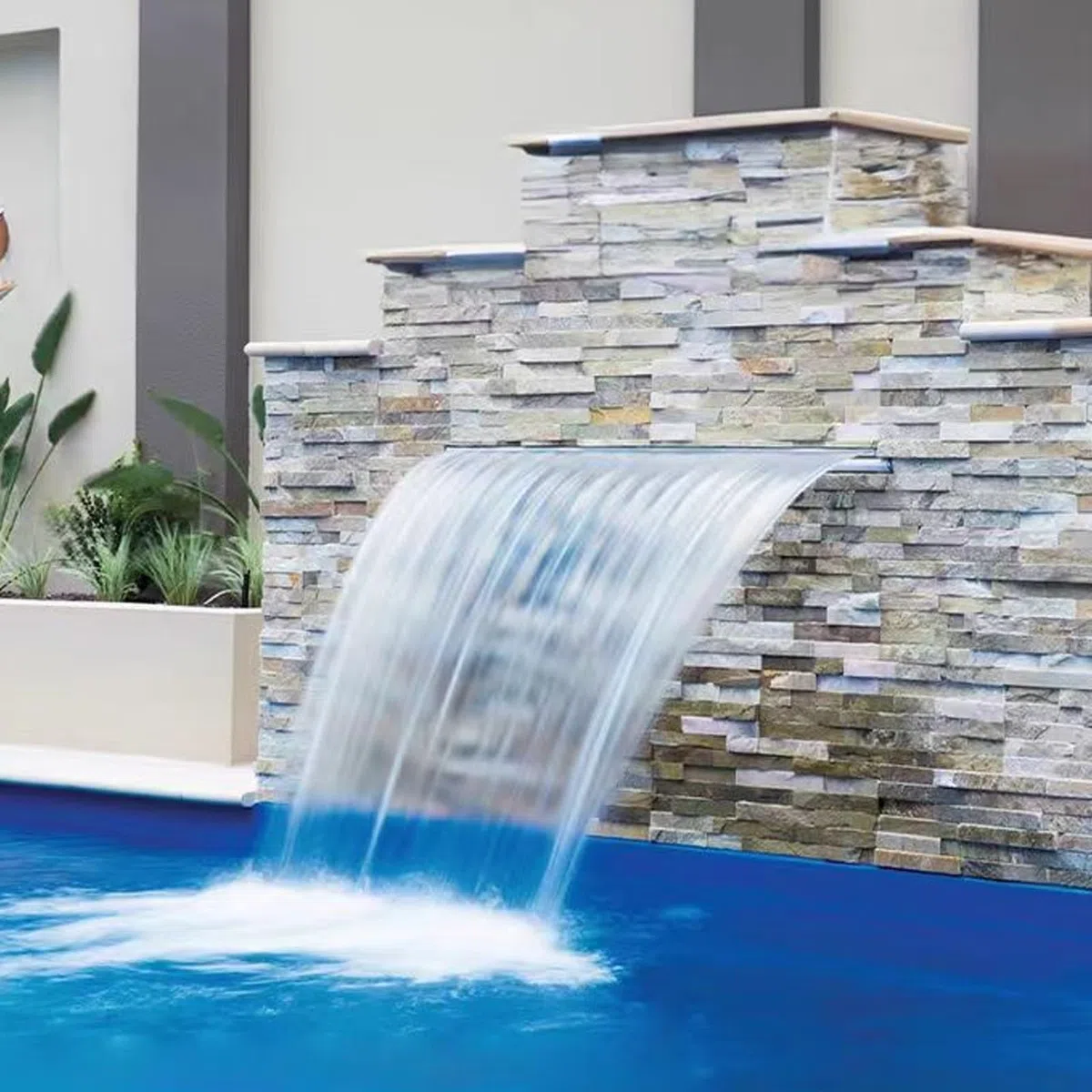 Cascata in acciaio inossidabile per giardino, stagno, patio, fontana, fontana, fontana, piscina, cascata per esterni, per un design moderno del paesaggio