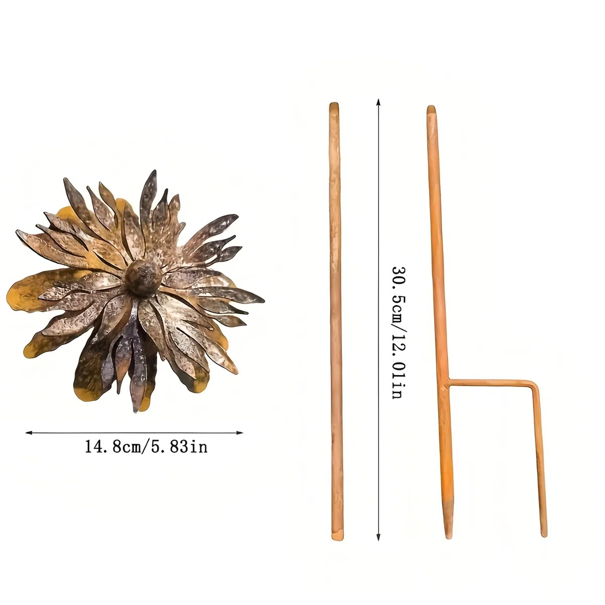 Set da 2 Decorazioni da Giardino in Stile Rustico, Decorazioni per Giardino in Corten, Pianta di Papavero, Decorazione da Giardino in Metallo, Decorazione da Giardino in Stile Rustico (A)