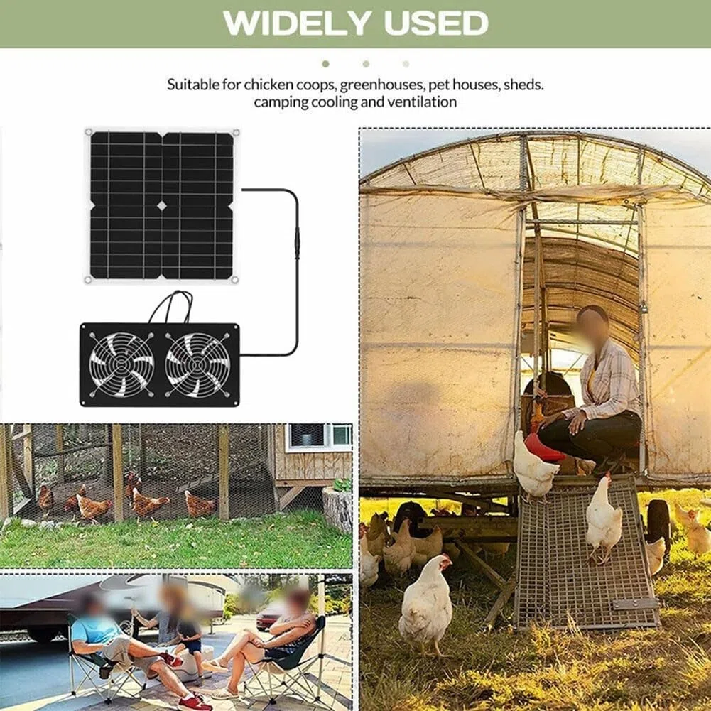 Solar Powered Ventilazione Fan Kit 100W Alta Circolatore D'aria Impermeabile Lega di Alluminio Per Serra Pollo Cane Kennel Nero