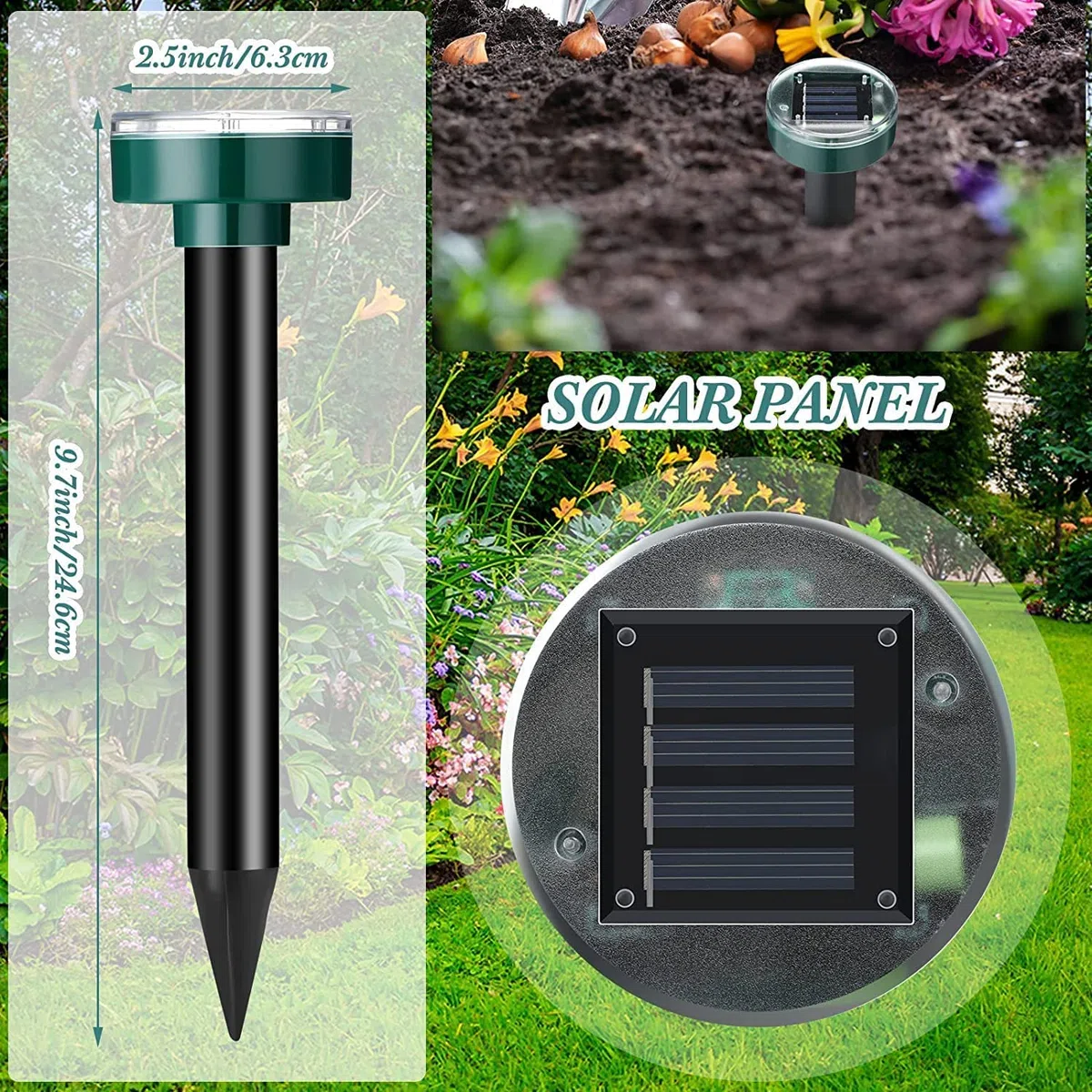 4Packs Professional Solare Repellente per Talpe Ultrasuoni,Ultrasuoni per Anti Talpa con Impermeabile,Dissuasori per talpe,Repellente per Scaccia talpe