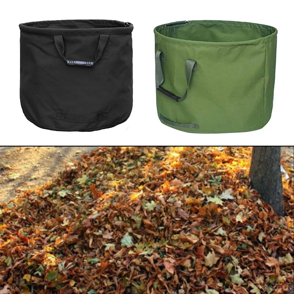 ZYWUOY Grande borsa da giardino per foglie, in tela resistente, con cinghie rinforzate per foglie, frutta e verdura, 56 x 46 cm, raccoglitore di detriti all'aperto