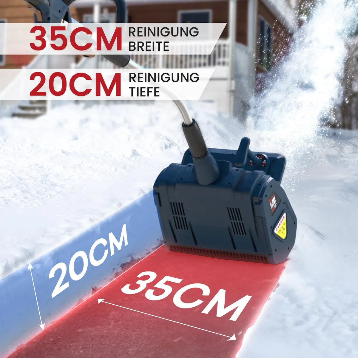 Enhulk 2 spazzaneve a batteria da 20 V, larghezza di lavoro, altezza di 20 cm, pala da neve con impugnatura aggiuntiva, distanza di lancio 8 m, direzione di lancio regolabile ± 30° (include batteria