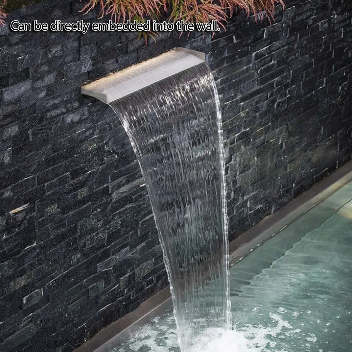 Acciaio Inox Fontane Cascata Piscina, Laghetto a Lama da Giardino | Rettangolare Fontane da Giardino Esterno con Accessori Per Giardino, Rocciosi ed Laghetti(Black,150cm)