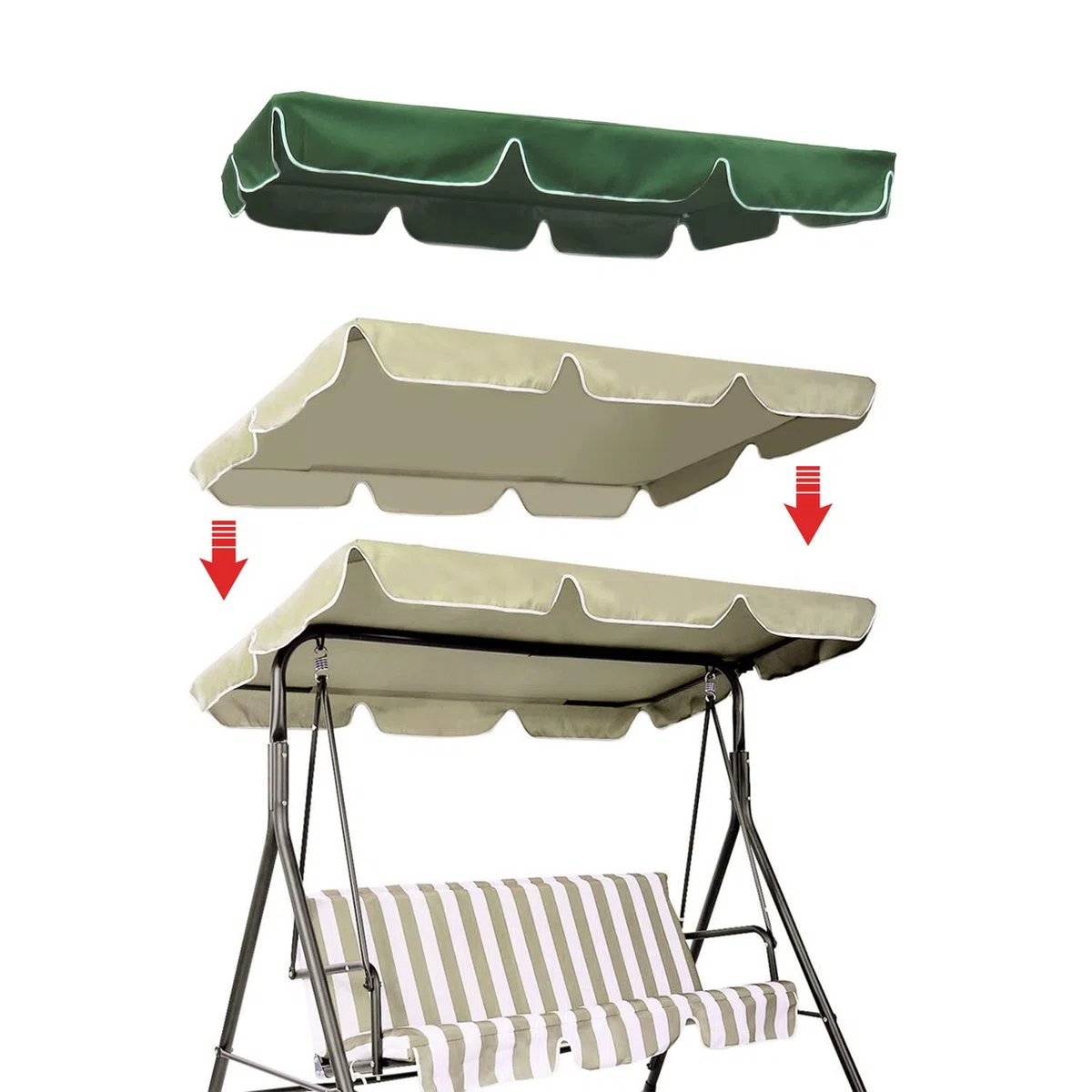 Generico Set di Ricambio per Altalena da Giardino in Tessuto Oxford 210D 3 Posti Impermeabile Resistente al Sole, per la Protezione di Mobili da Giardino