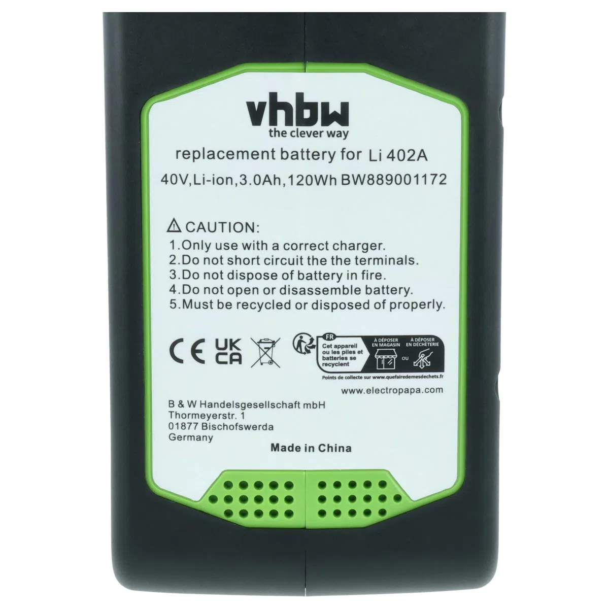 vhbw batteria compatibile con Greenworks 40V Cordless 12, 40V Cordless 20 rasaerba attrezzo giardinaggio 3000mAh, 40V, Li-Ion