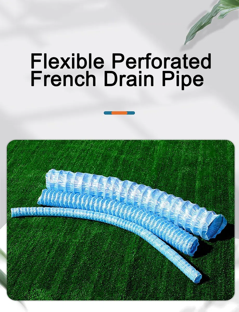Tubo di scarico flessibile per cantieri edili e campi sportivi, tubo di scarico francese perforato per cantieri edili e campi sportivi, soluzione di drenaggio sotterraneo (10 cm, 2700 cm)
