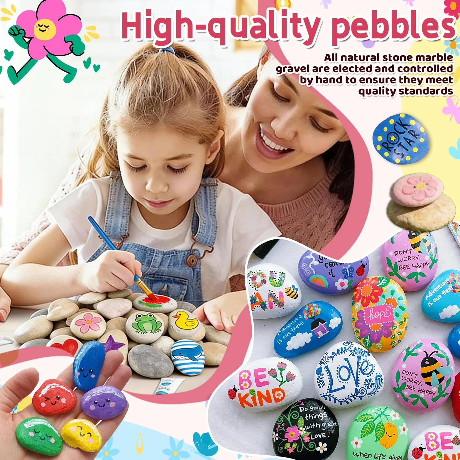 25 Pezzi Le Rocce Ciottoli, Rocce Naturali di Disegno, Sassi da dipingere, Decorazioni Pietre Ciottoli, per Pittura Fai da Te, Decorative per Acquario e Giardino