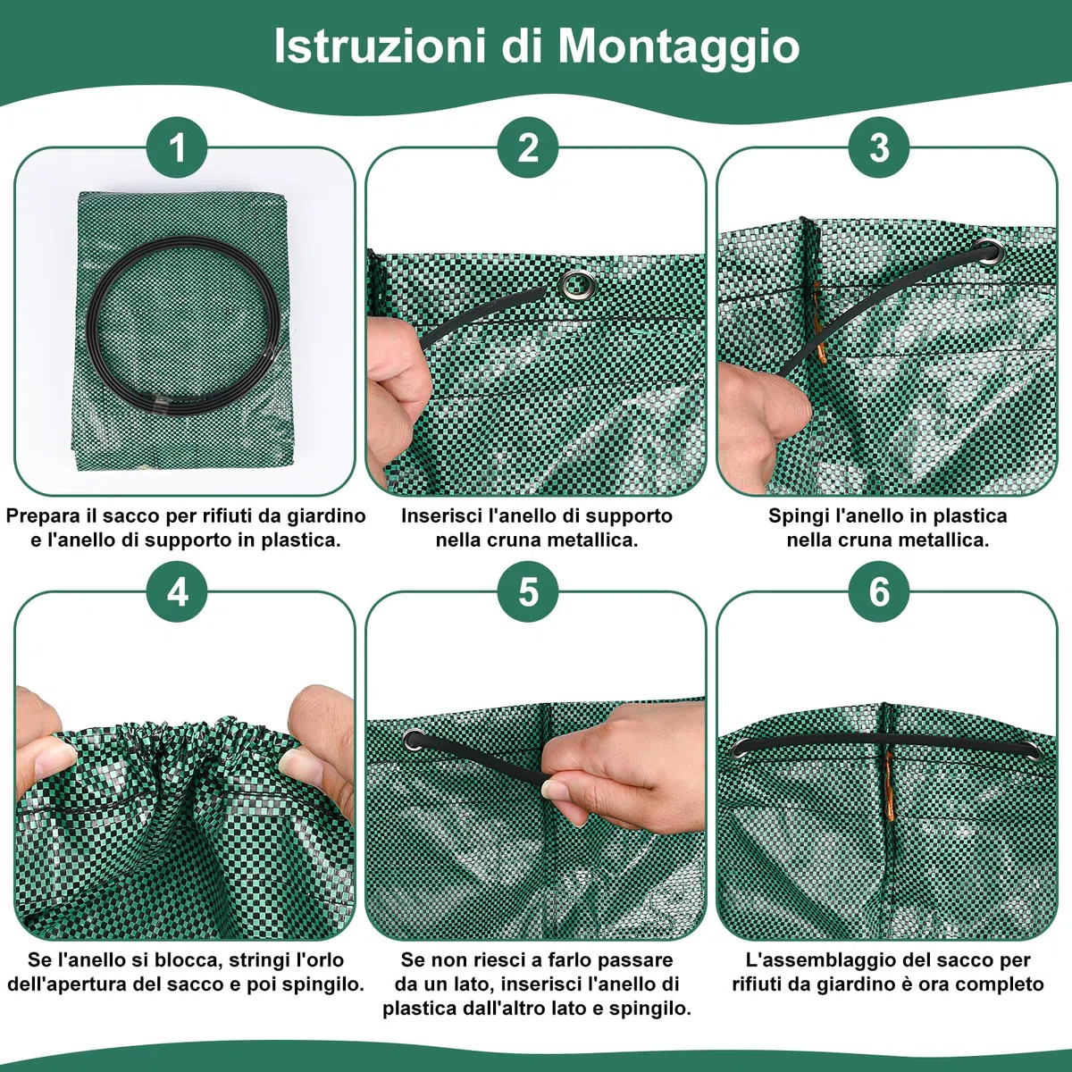 3x272L Sacchi per Rifiuti da Giardino Resistenti,Sacchi Giardinaggio Pieghevole,Sacchi Giardinaggio Riutilizzabili con Maniglie, Sacco Raccogli Foglie Autoportante