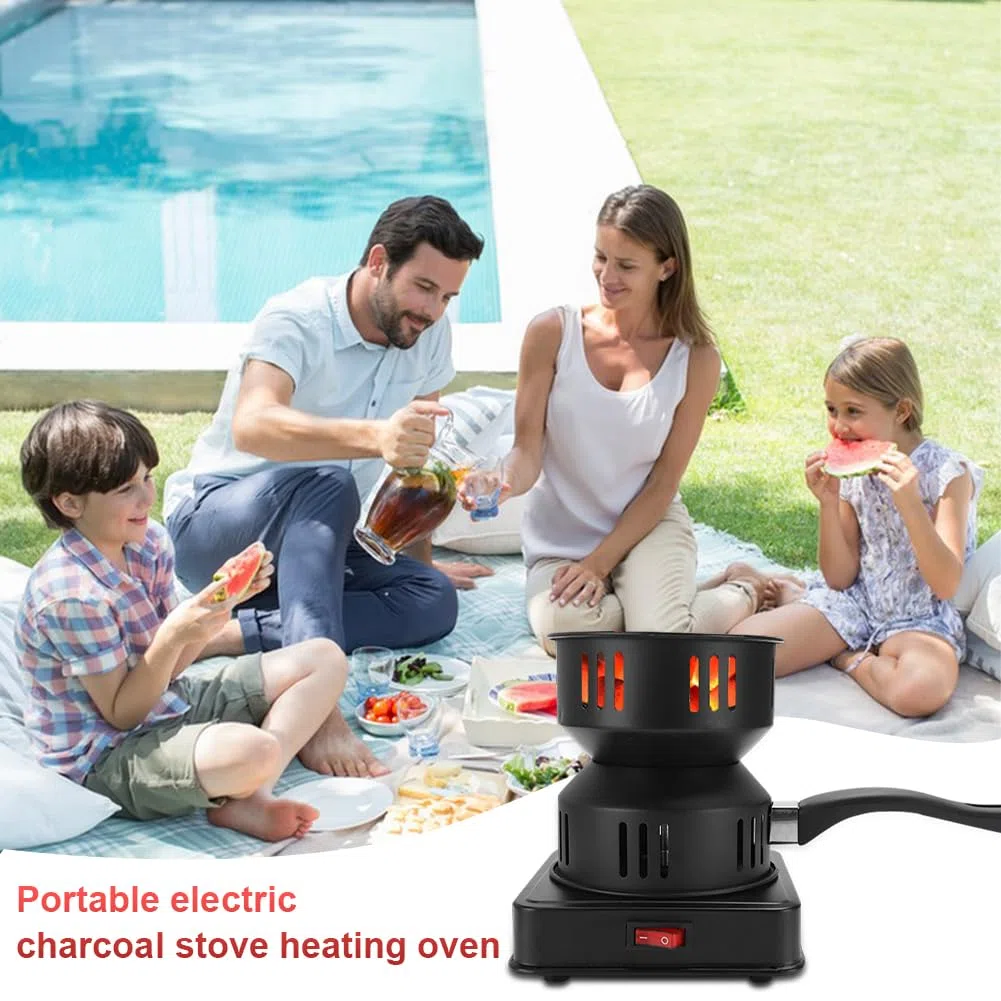 RANJIMA Accendifuoco a Carbone, con Maniglia e Cavo Lungo, 450 – 600 W, Piastra riscaldante di Alta qualità, Colore Nero, griglia a Carbone, riscaldata, caffè Invernale, Regalo per San Valentine