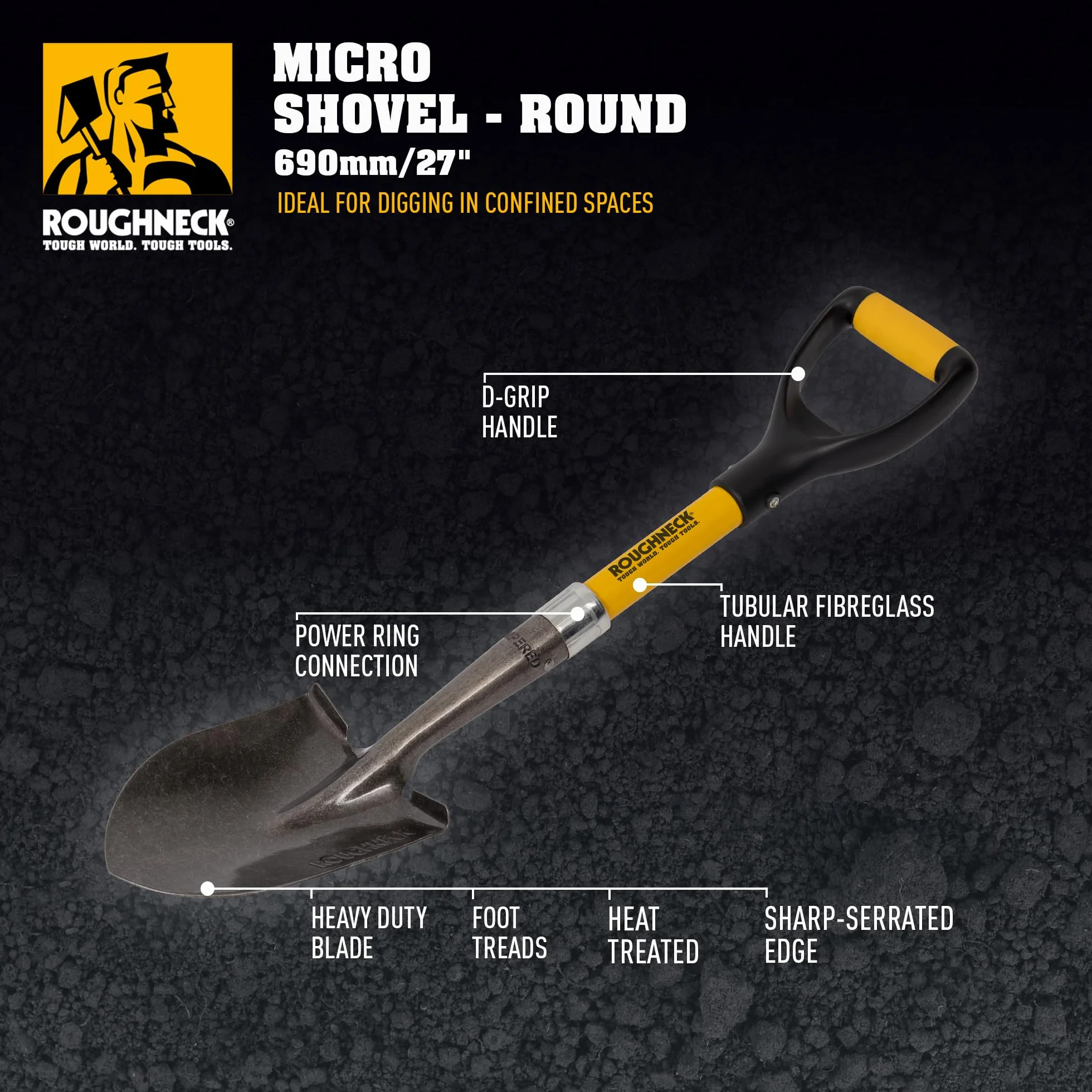 ROUGHNECK-68-004-Pala Micro punta redonda 685 mm