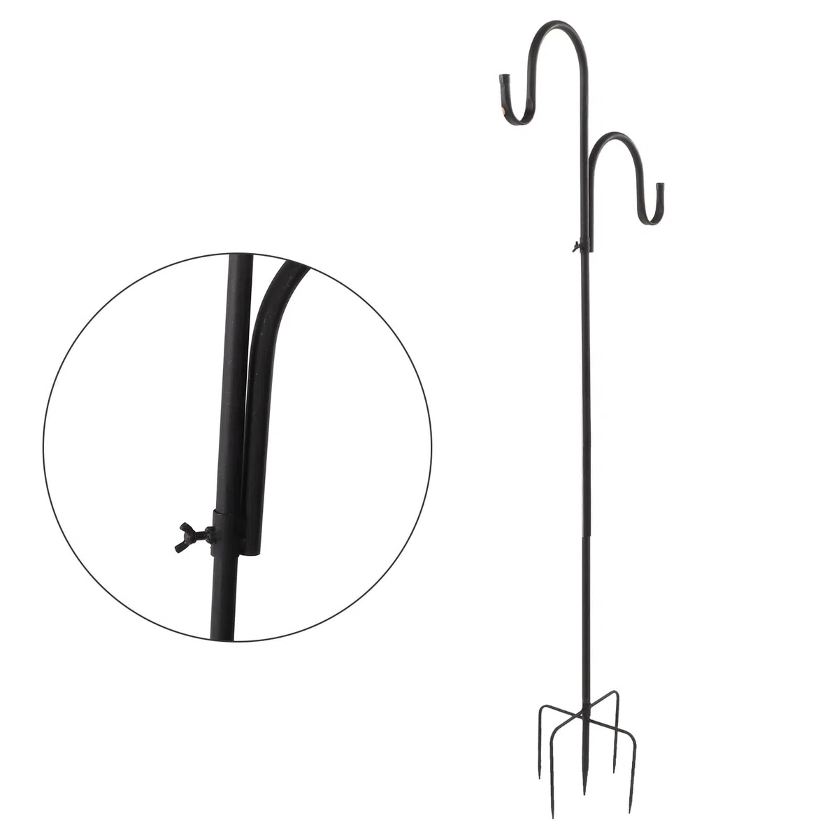 Cocoarm Gancio per Pastore Gancio per Mangiatoia per Uccelli in Ferro 63 Pollici Staccabile 2 Ganci Base a 5 Poli per Giardino Cortile Patio Piante Sospese Lanterne Mangiatoie