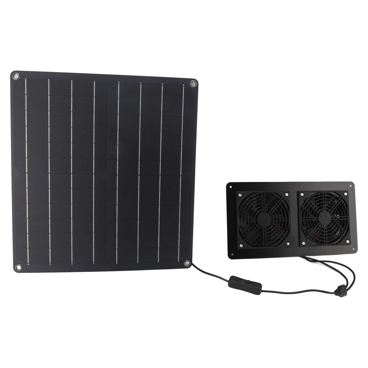 Ventilatore a energia solare 20 W, ventilatore a pannello solare con controllo interruttore per casa animali domestici, serra, pollaio all'aperto