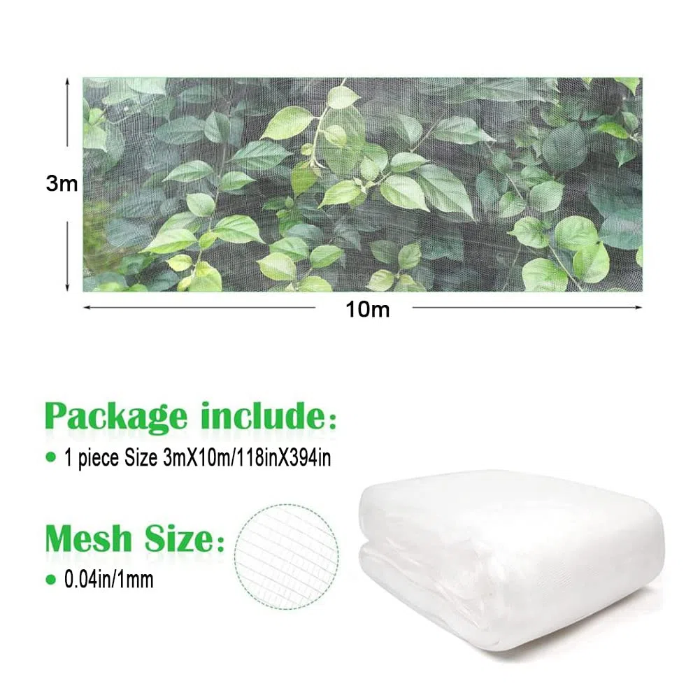Rete Anti Insetti 3 x 10m per Piante e Orto 1mm Maglia Fine di Protezione Vegetale Reti Protettive da Giardino