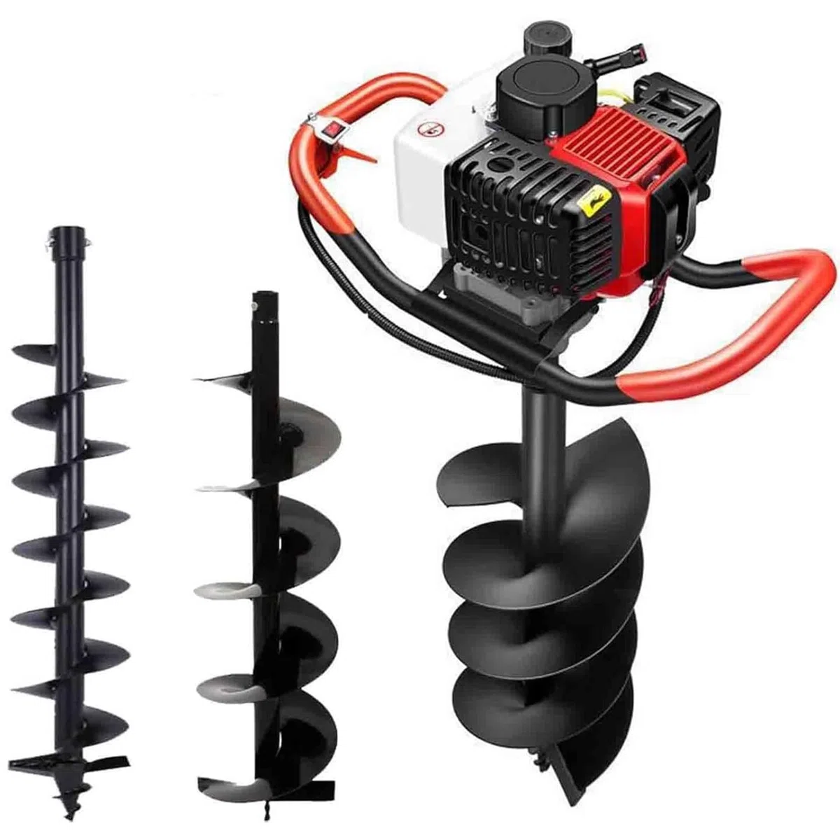 Trivella a Scoppio 199cc 5CV Motore 4 Tempi,con 3 Punte,Mototrivella per Trapano a Terra, Robusta e Duratura,per Installazione Recinzioni, Orti, Giardini e Lavori Professionali 8/10/12cm