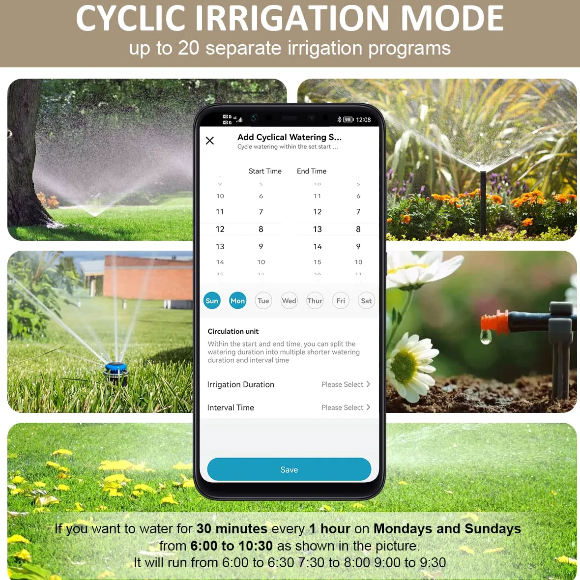 Timer Irrigazione Wifi 2 vie, Computer Giardino, Controllo Automatico Intelligente con App/Voce, Per Serra