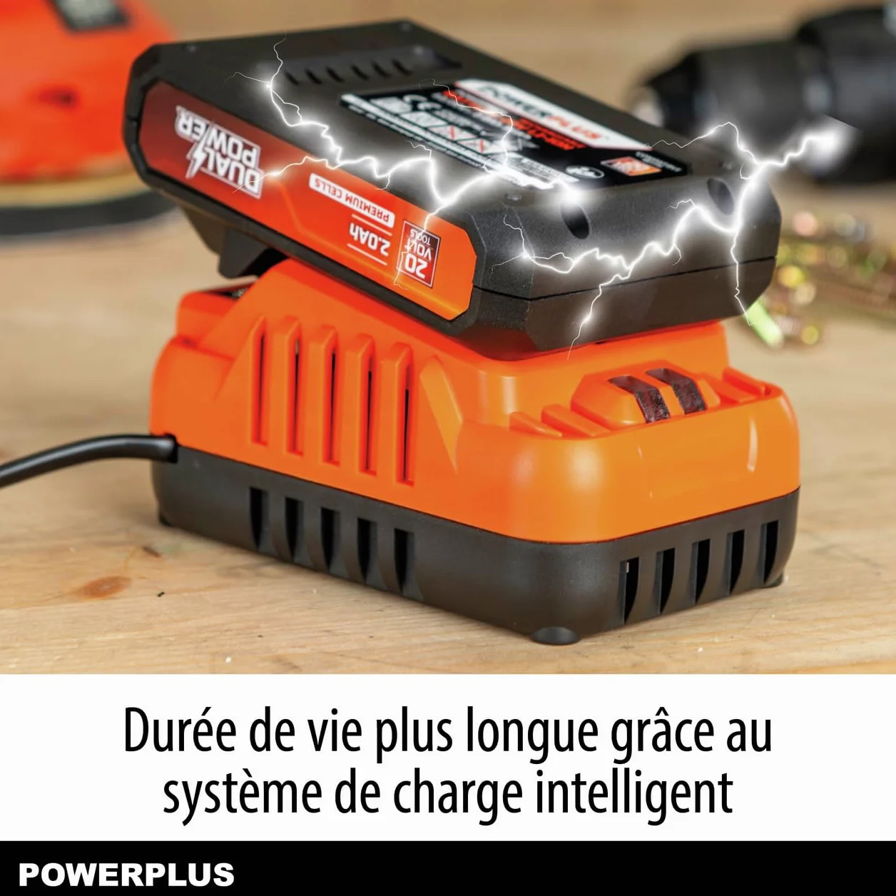 POWER plus Set di batterie e caricabatterie Dual Power POWDP90620-20 V, batteria da 2,0 Ah, per utensili da 20 V, caricatore da 2 A, per batterie da 20 V e 2 x 20 V, per avvitatore a batteria,