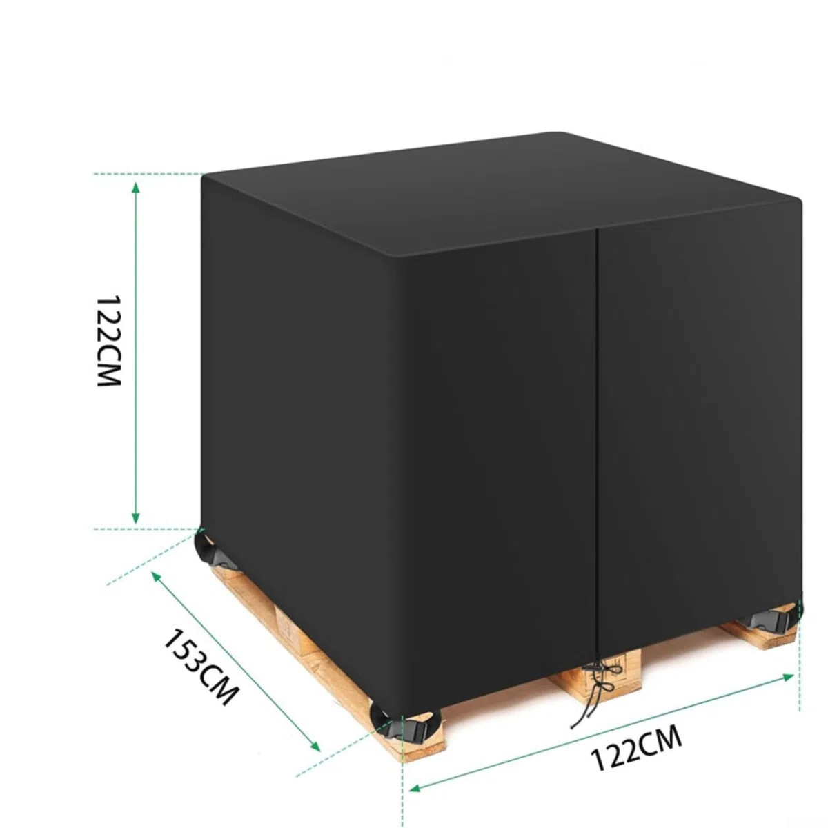 FACAIIO Copertura impermeabile per pallet, in tessuto Oxford 210D, con cinghie regolabili con fibbia, per pallet da 122 x 152 x 122 cm, nero (nero)