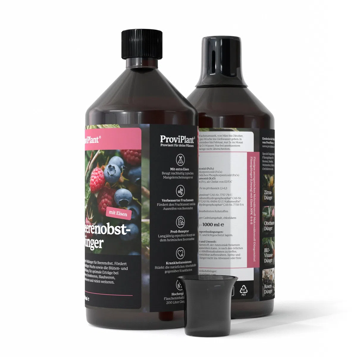 Fertilizzante liquido per frutta alle bacche – Per fragole, lamponi, mirtilli & Co – 1 litro concentrato per fino a 200 litri di acqua – Serra e aiuole – Made in Germany