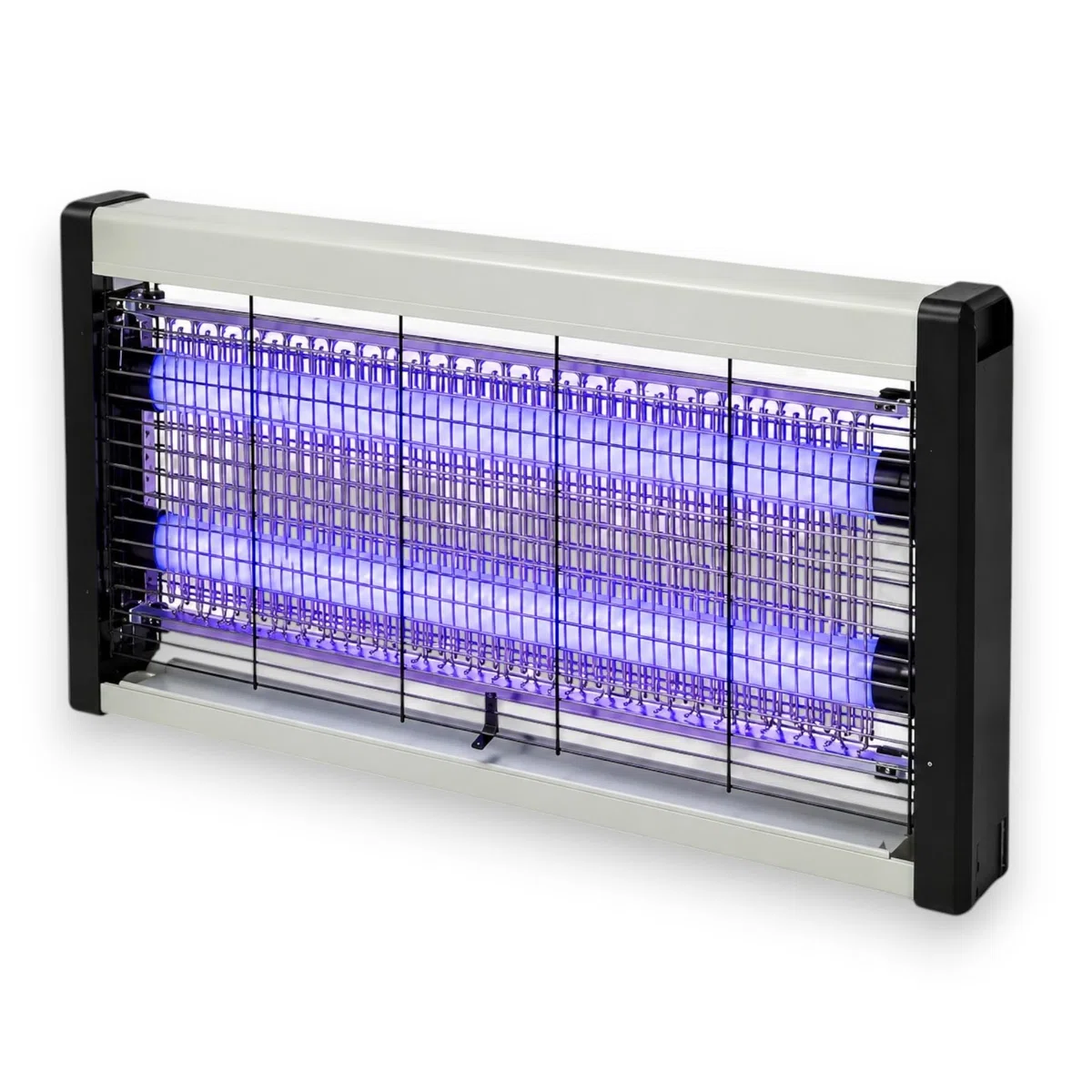 KORAT Lampada Zanzare Elettrica LED UV 2x5W, Zanzariera Elettrica Professionale con Griglia ad Alta Tensione, Vaschetta Estraibile, Silenziosa, per Casa, Ufficio, Negozio - 47,5x6x24 Cm