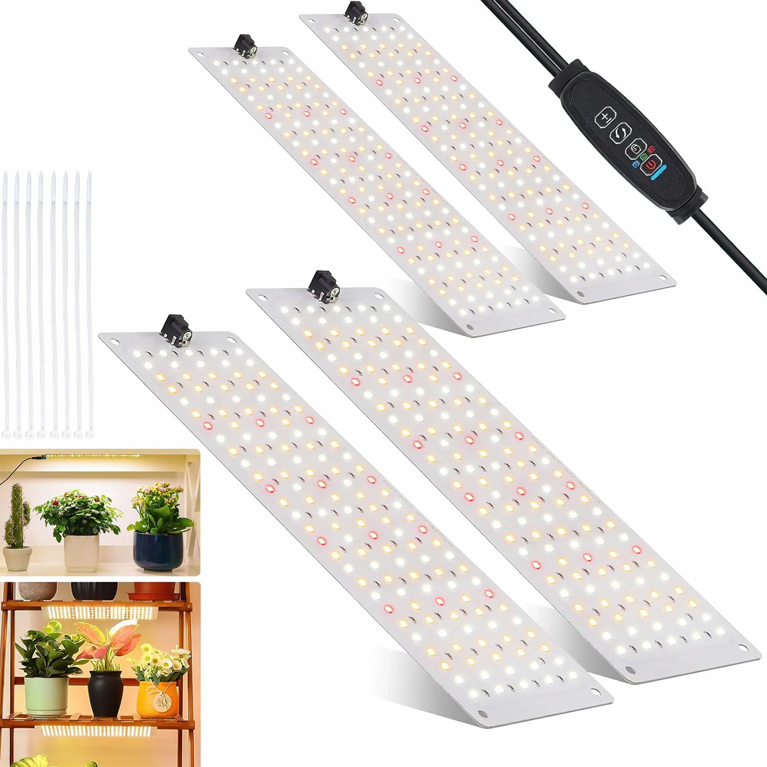 4 pezzi Lampada per Piante, 540 LEDs Full Spectrum lampade LED Coltivazione, Lampada di Crescita con Timer Auto, 10 einstellbare Helligkeitsstufen, 3 Lichtmodi