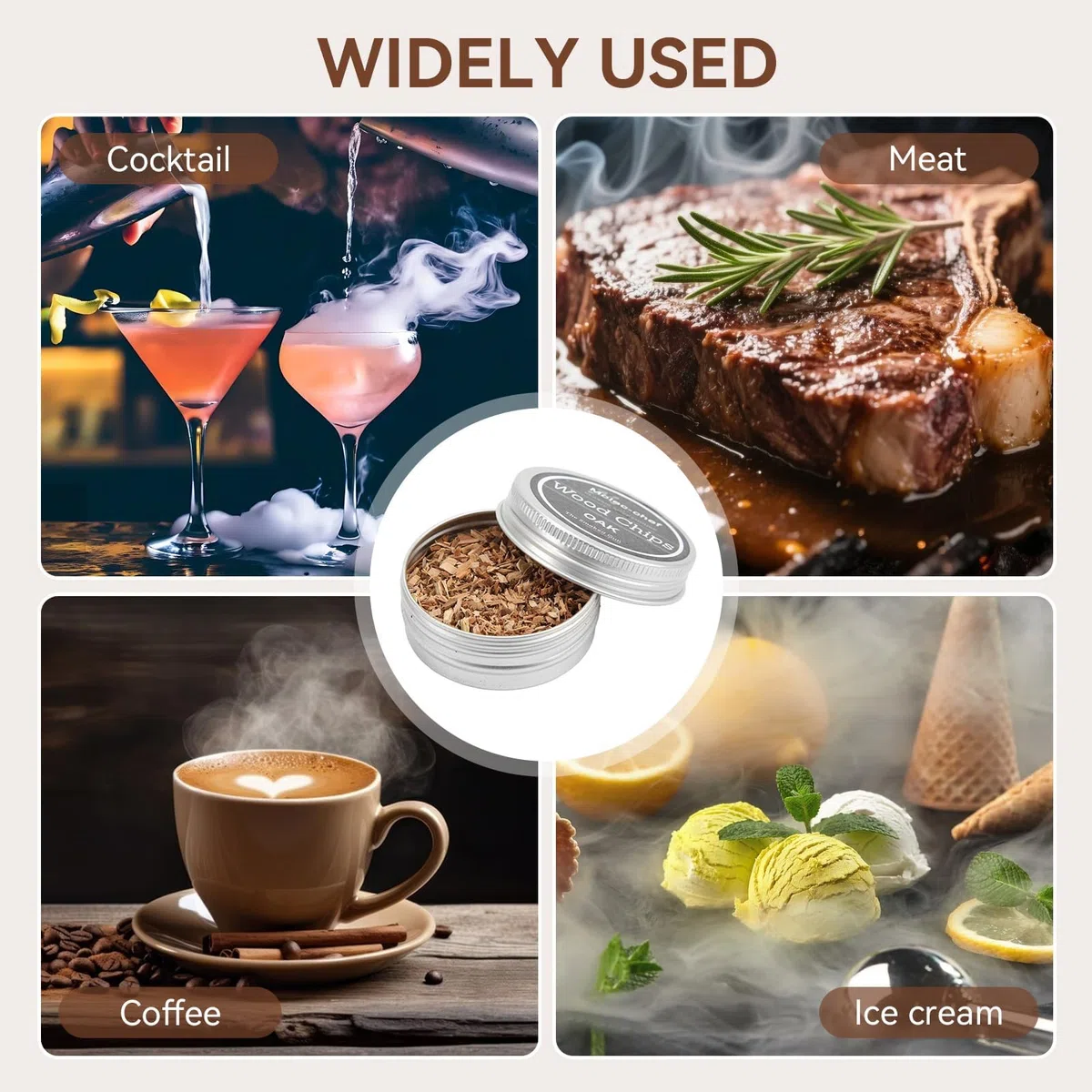 Trucioli per affumicatura in Legno di Whisky, Kit per affumicatore da Cocktail da 8 Pezzi Che Include Legno di melo Noci Pecan Quercia Ciliegia Pesca Pera Noci Pecan e