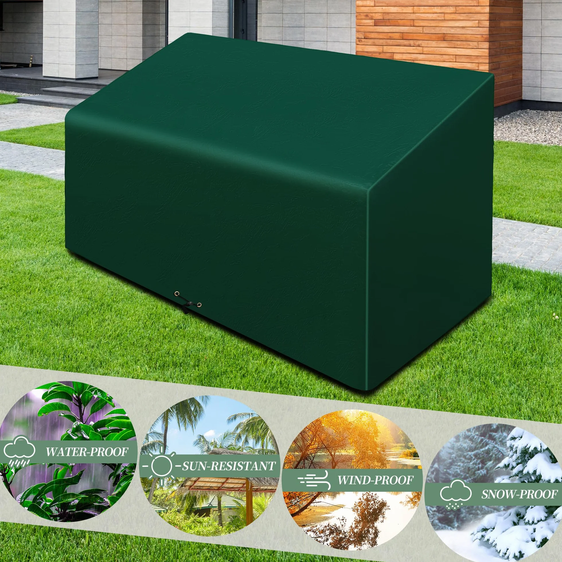 Copertura impermeabile per panca da giardino a 3 posti, 163 x 66 x 63/89 cm, antivento, protezione UV, per mobili da giardino esterni, con coulisse