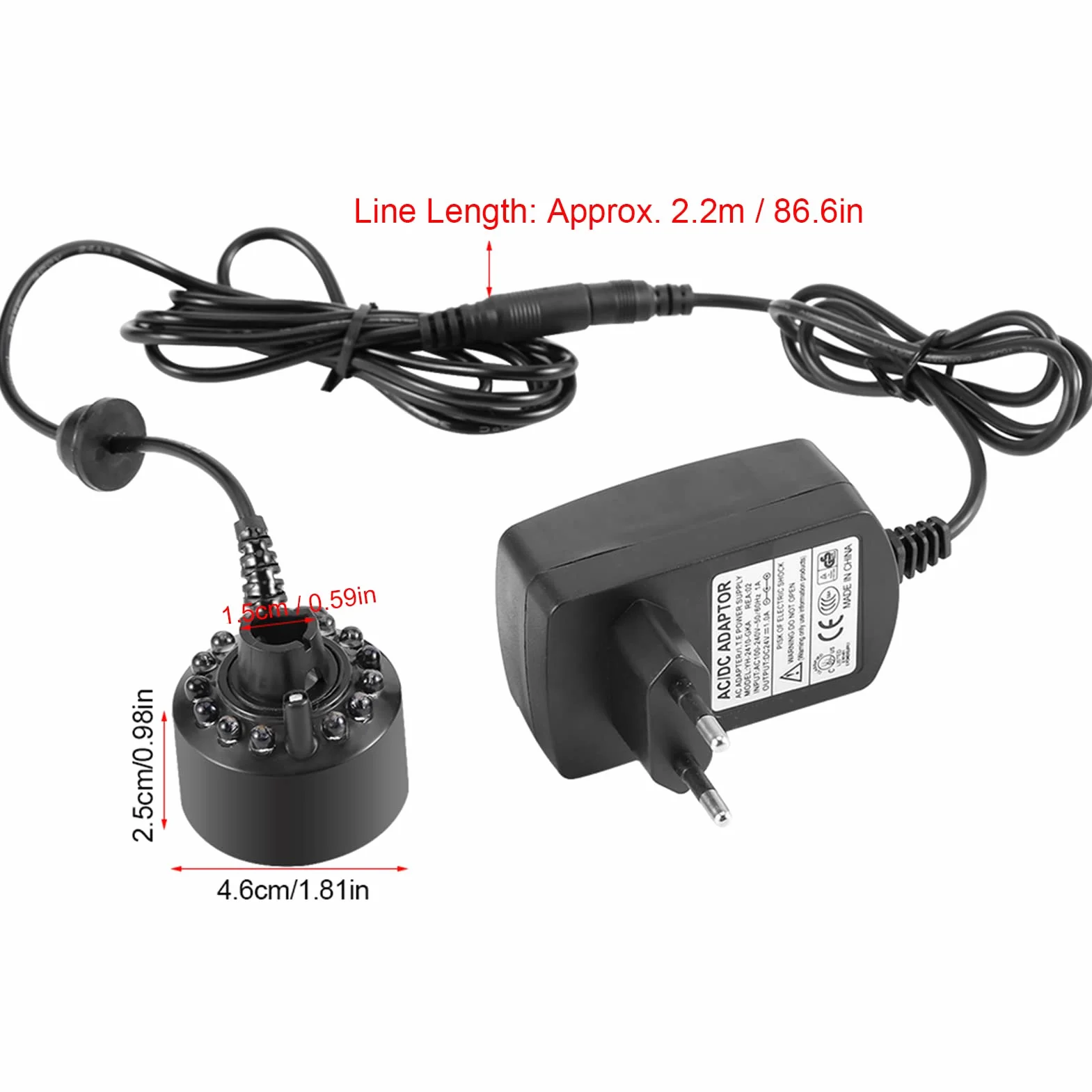 Akozon Creatore di Nebbia, per Laghetto con Fontana d'Acqua con Adattatore Nebler di Alimentazione 110 240 V Spina Americana 1 Pezzo 12 LED Creatore di Nebbia Colorato