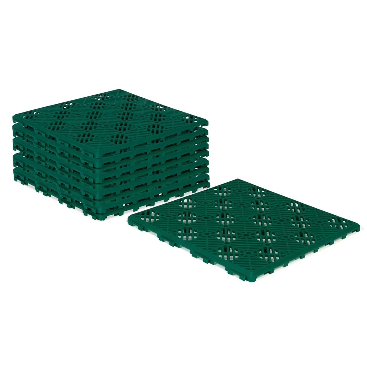 IDMarket - Set 10 pezzi piastrelle plastica pavimento giardino verdi 29,5x29,5 cm