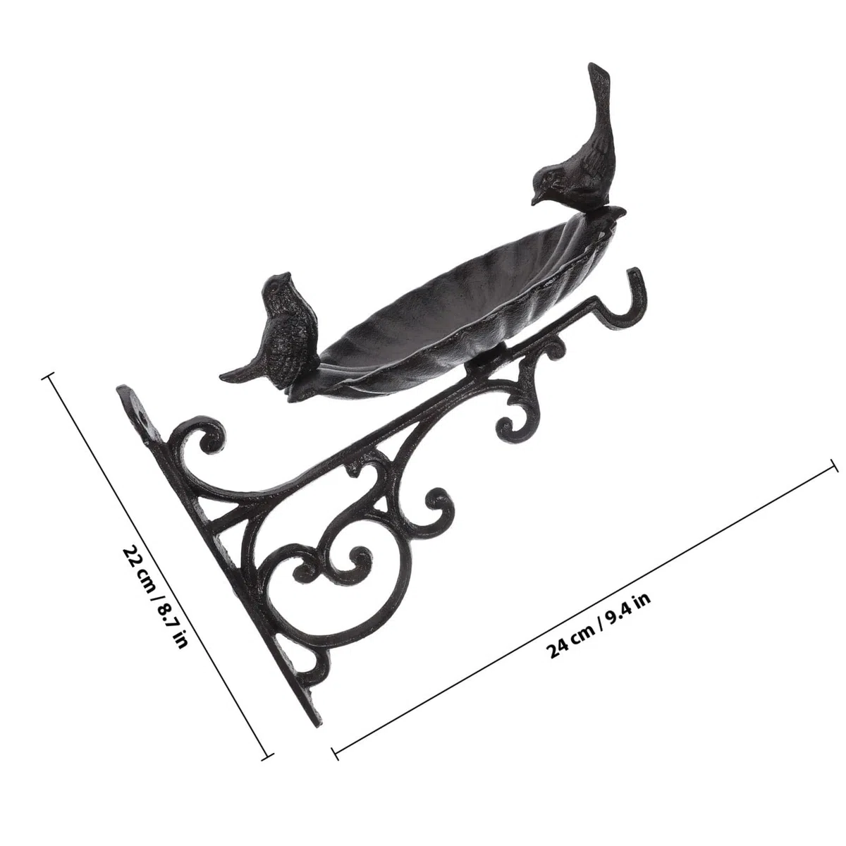 Gancio da Parete in Ferro Nero per Mangiatoio Uccelli, Staffa Resistente per Uso Esterno, per Giardino e Cesti Appesi Decorativi