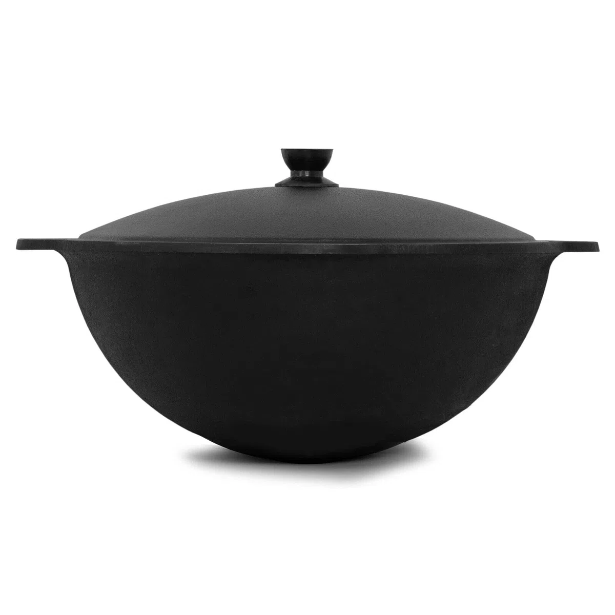 Wok Ghisa 22 L (fondo rotondo) Kazan con schiumatoio NAMANGAN Uzbek Kazan Uzbeko Asia WOK Cast Iron KESSEL Camping Uzbek Pentola con coperchio in alluminio